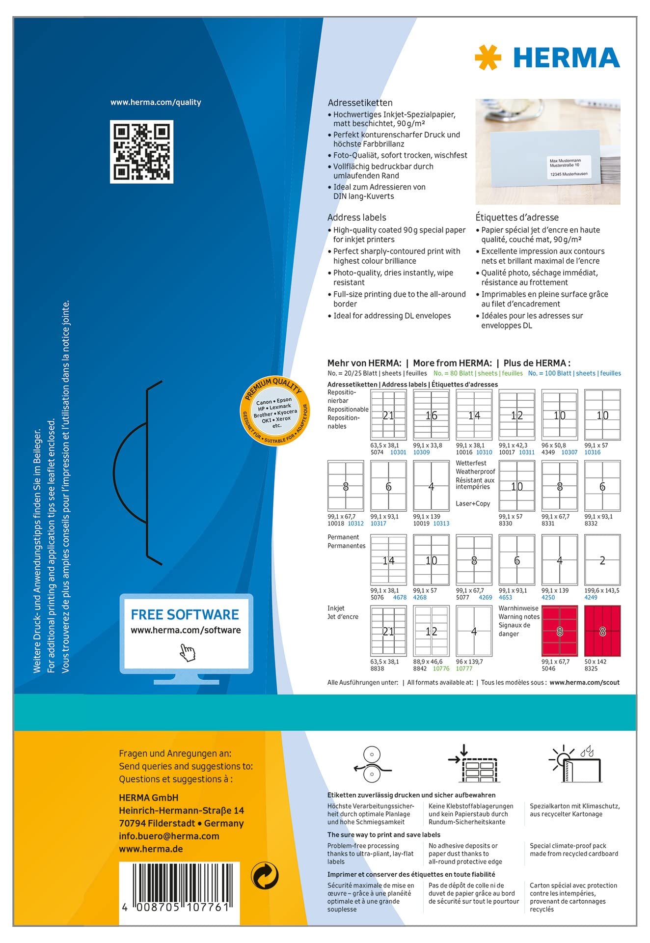 Etichette Address Stickers Herma 10776 A4 - Dettaglio