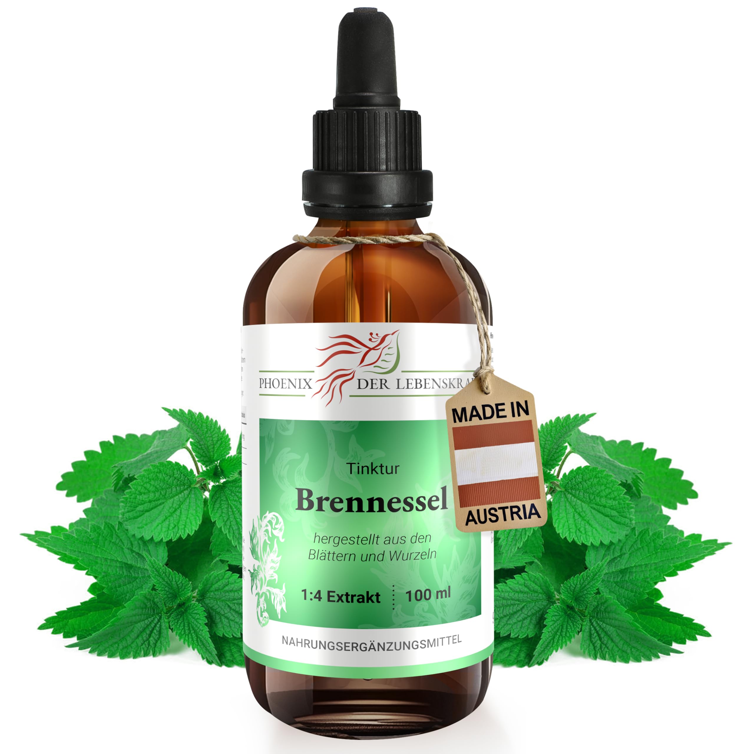 Brennessel Tinktur 100ml | Urtica dioica Tropfen (1:4 Extrakt) | Premium Qualität aus Österreich | Veganes Nahrungsergänzungsmittel | Gemeine Nessel, Große Nessel, Nessl, Grosse Brennnessel