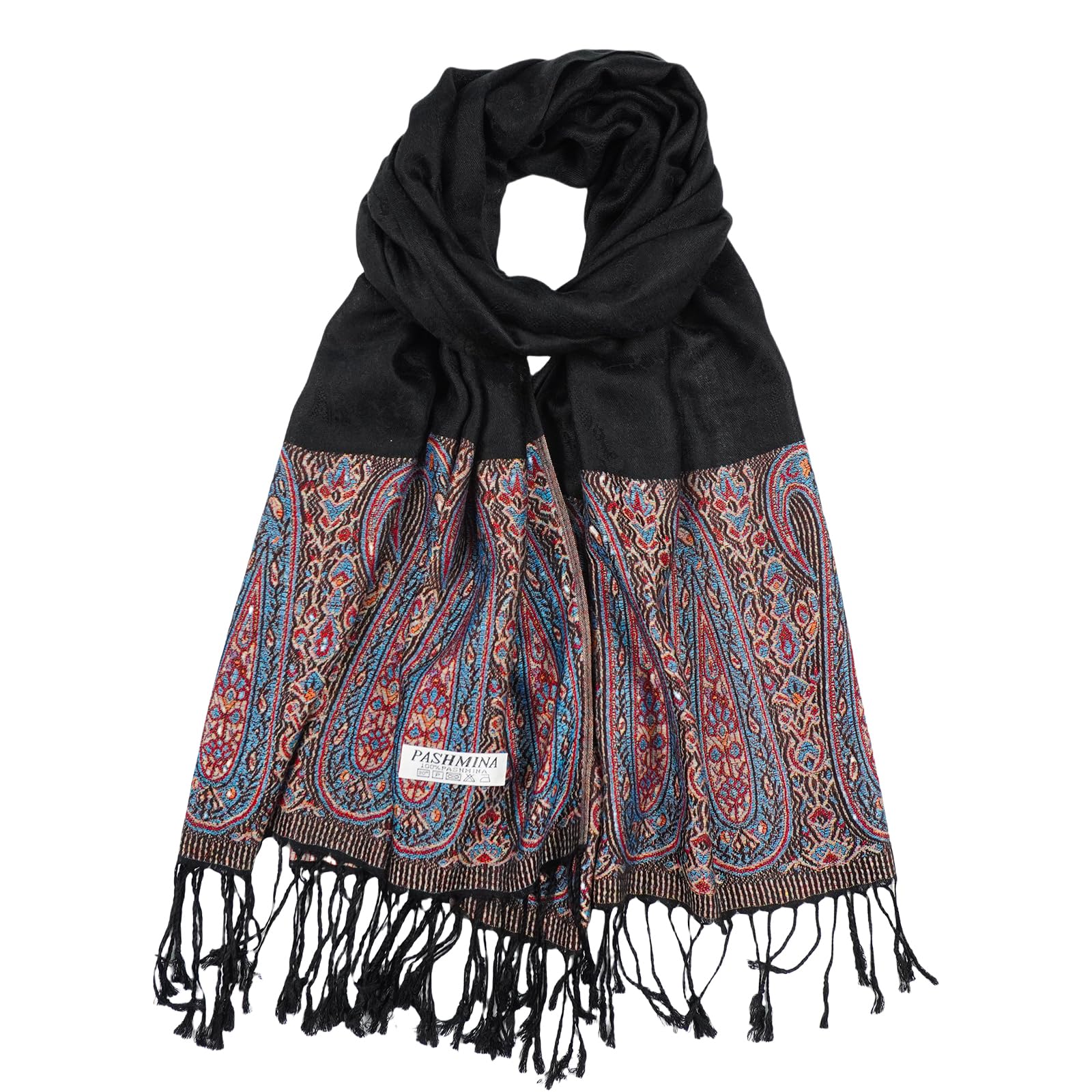 CRFASIBE Damen Pashmina Schal, Paisley Muster Ombre Schals, Mode Winter Halswärmer, weiche Jacquard Stola für Hochzeit Abendkleid Geschenk