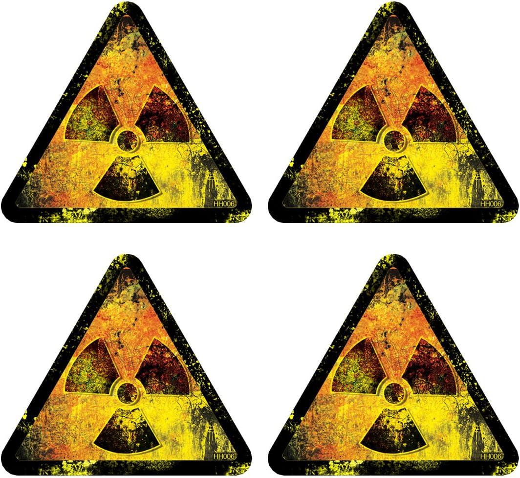 Grunge Radiation Triangle Hard Hat Stickers 4 Pack #HH006