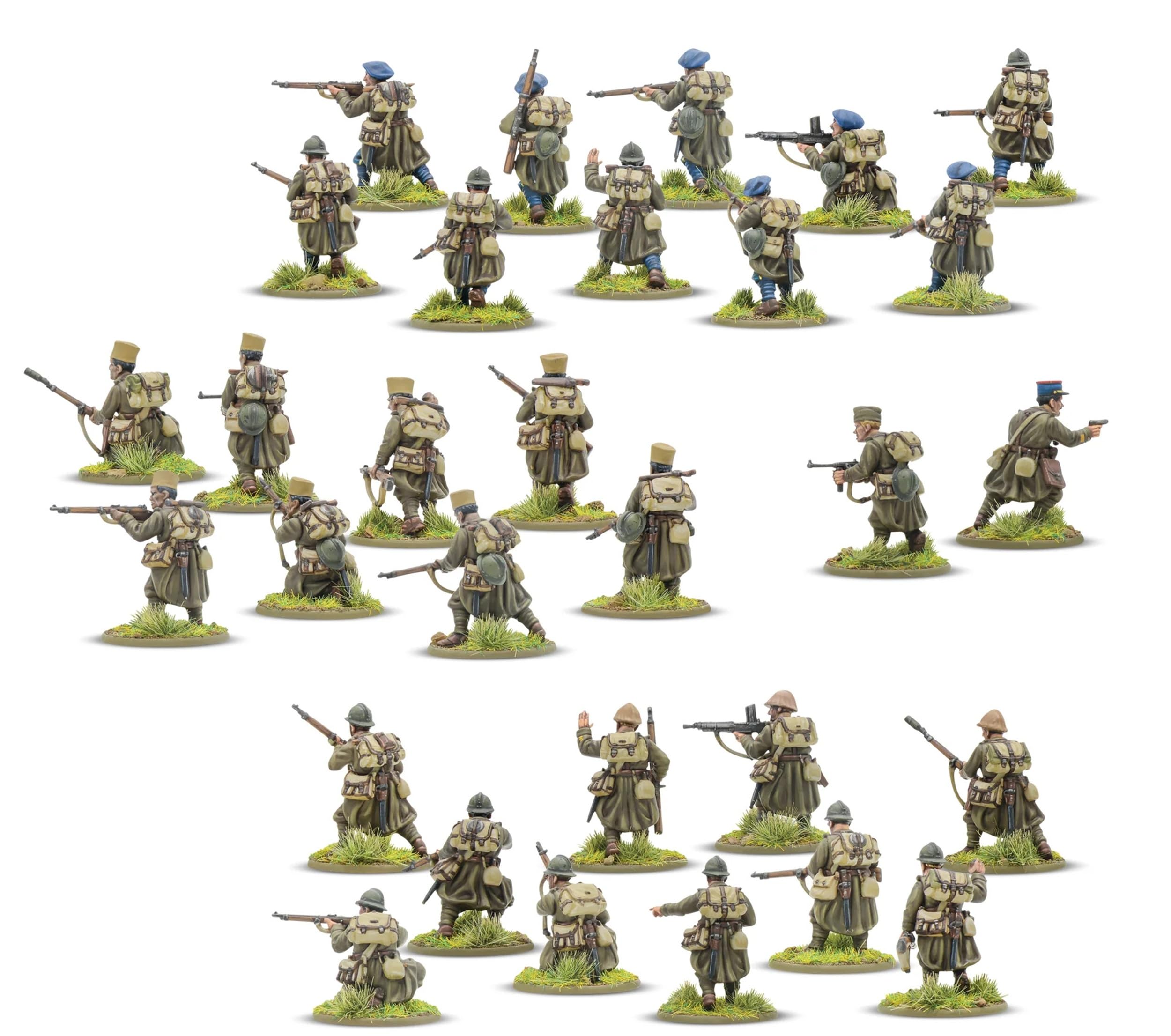 Warlord Games Infanterie de l'armée française – Miniatures en plastique à l'échelle de 28 mm pour l'action de boulon très détaillées de la Seconde Guerre mondiale pour jeu de guerre de table