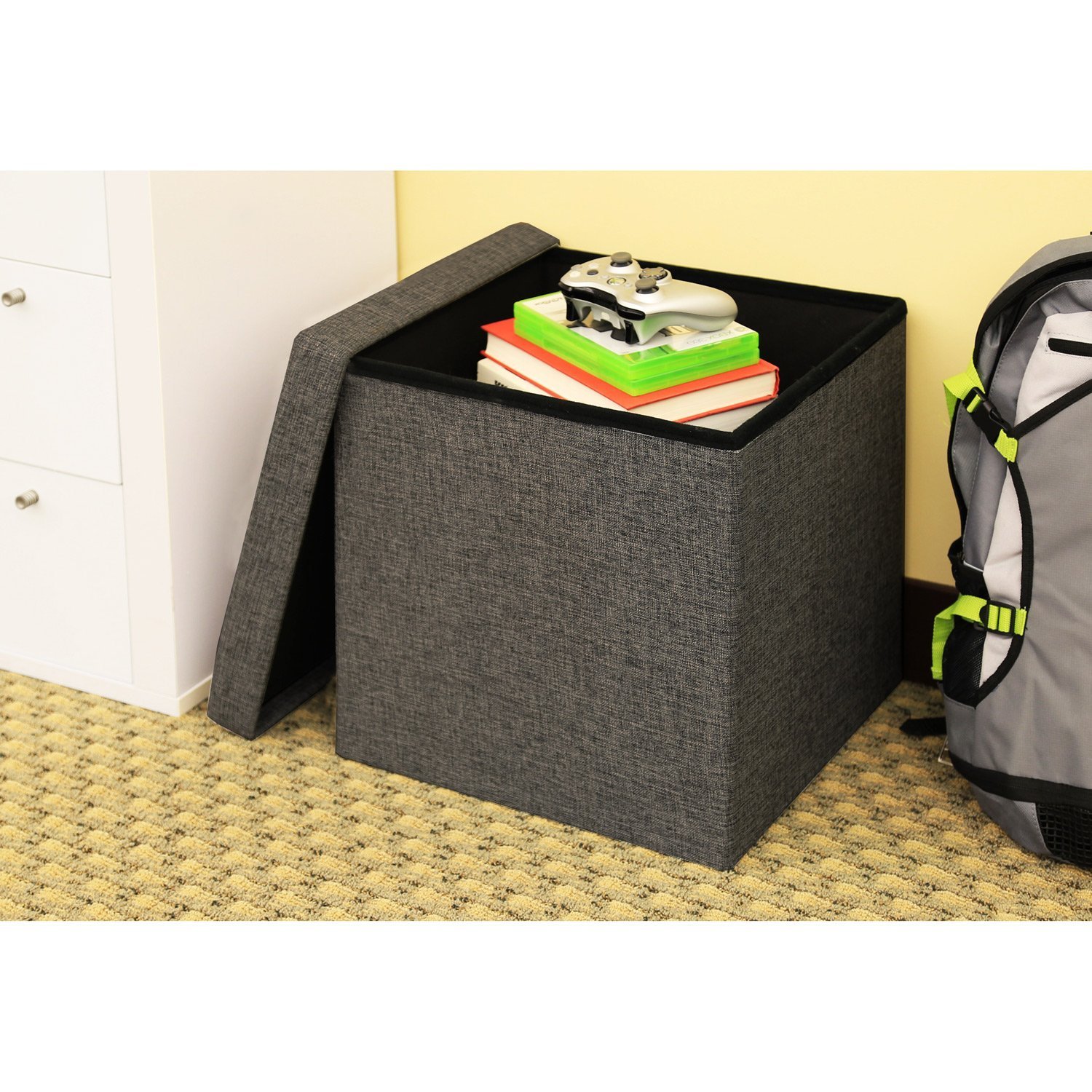 fastunbox (label) storage chair fabric foot rest solution stool for home storage organization (Multicolour) 3