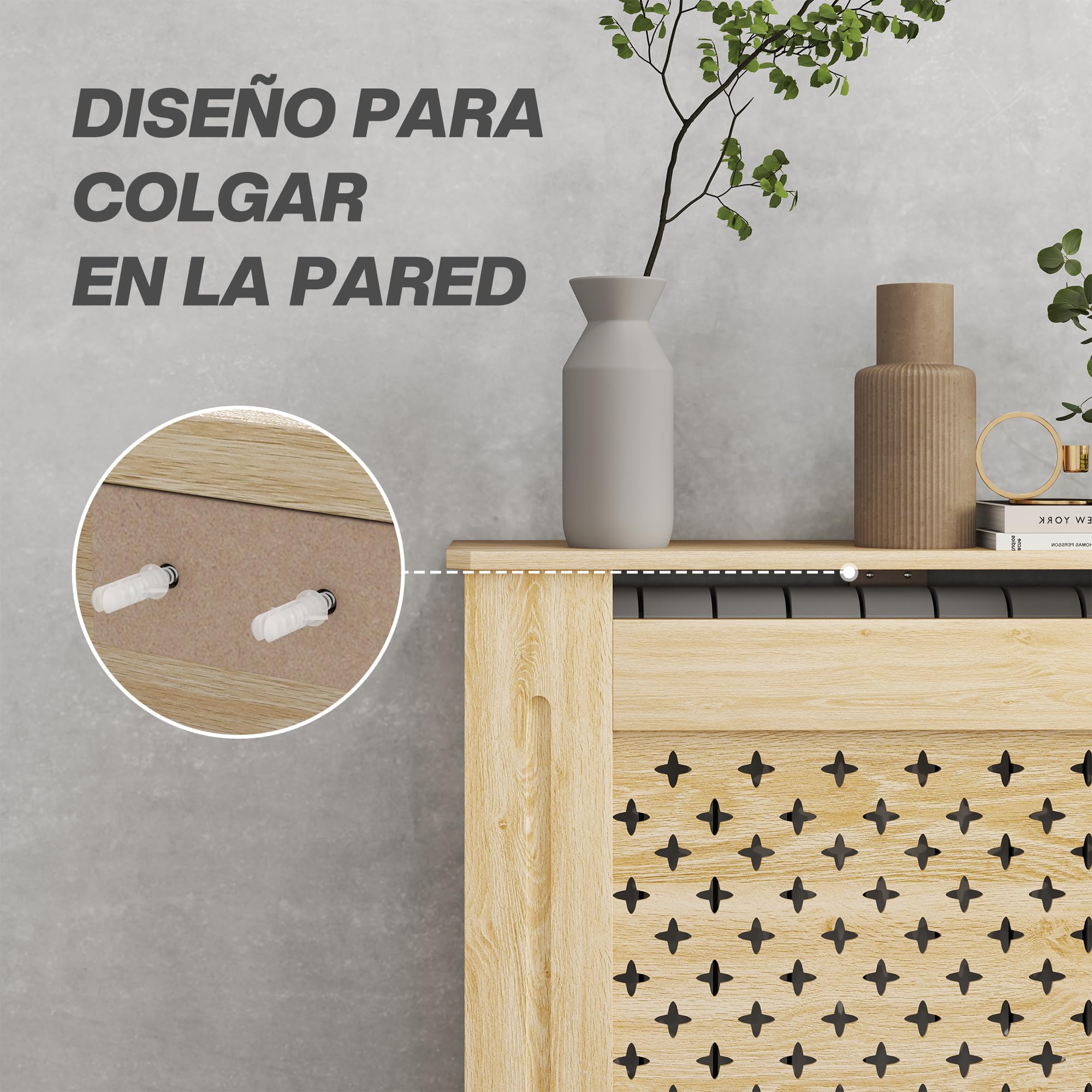 HOMCOM Cubre Radiadores Cubierta para Radiador de MDF 78x19x82 cm Cubreradiador para Salón Dormitorio Pasillo Roble