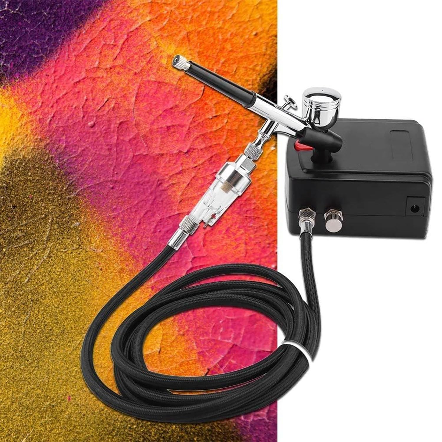 Kit Compresseur Pour Aérographe, Machine De Coloriage Et D'impression Avec Porte-stylo Et Godet À Peinture 7CC, Pression De Travail Réglable, Pression Maximale De 35 Psi Pour La Peinture Au Pistolet