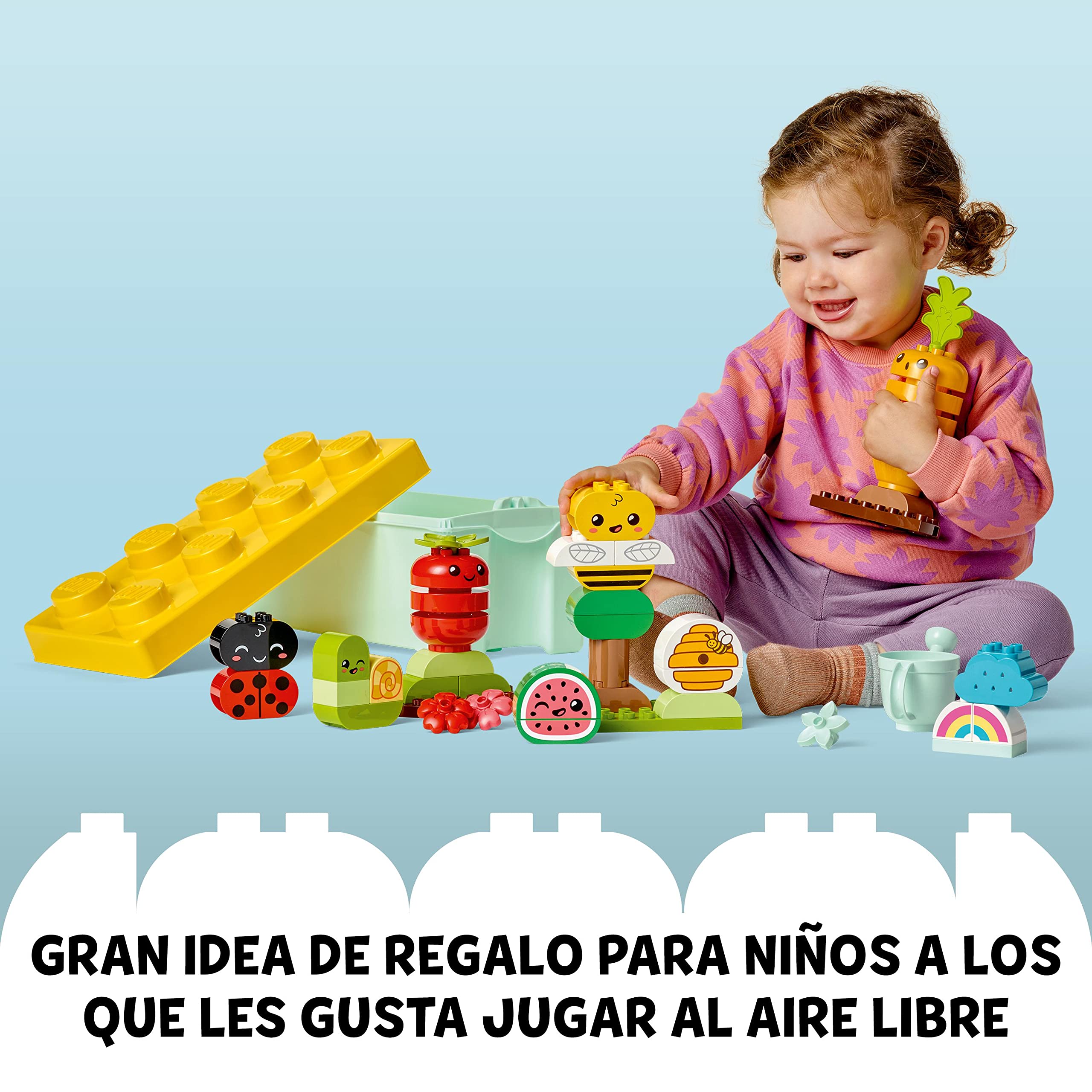 LEGO 10984 Duplo Huerto Orgánico con Caja de Almacenamiento, Juguetes para Bebés y Niños de 1 Año y Medio con Piezas de Fruta y Verdura, Juego Educativo, Regalo de Cumpleaños Infantil