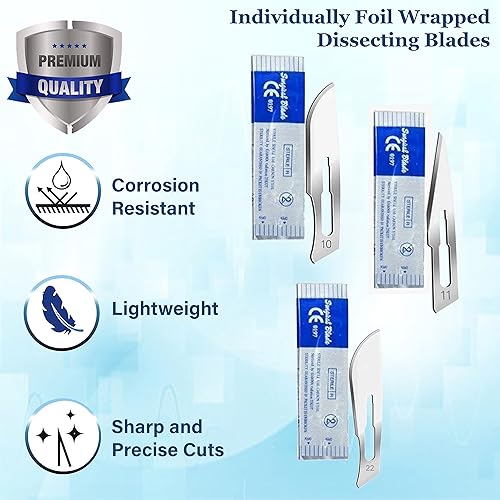 Miniatura 4 de Kit de disección de anatomía de laboratorio de biología avanzada con tijeras de acero inoxidable, pinzas de mango de bisturí en un estuche, ideal
