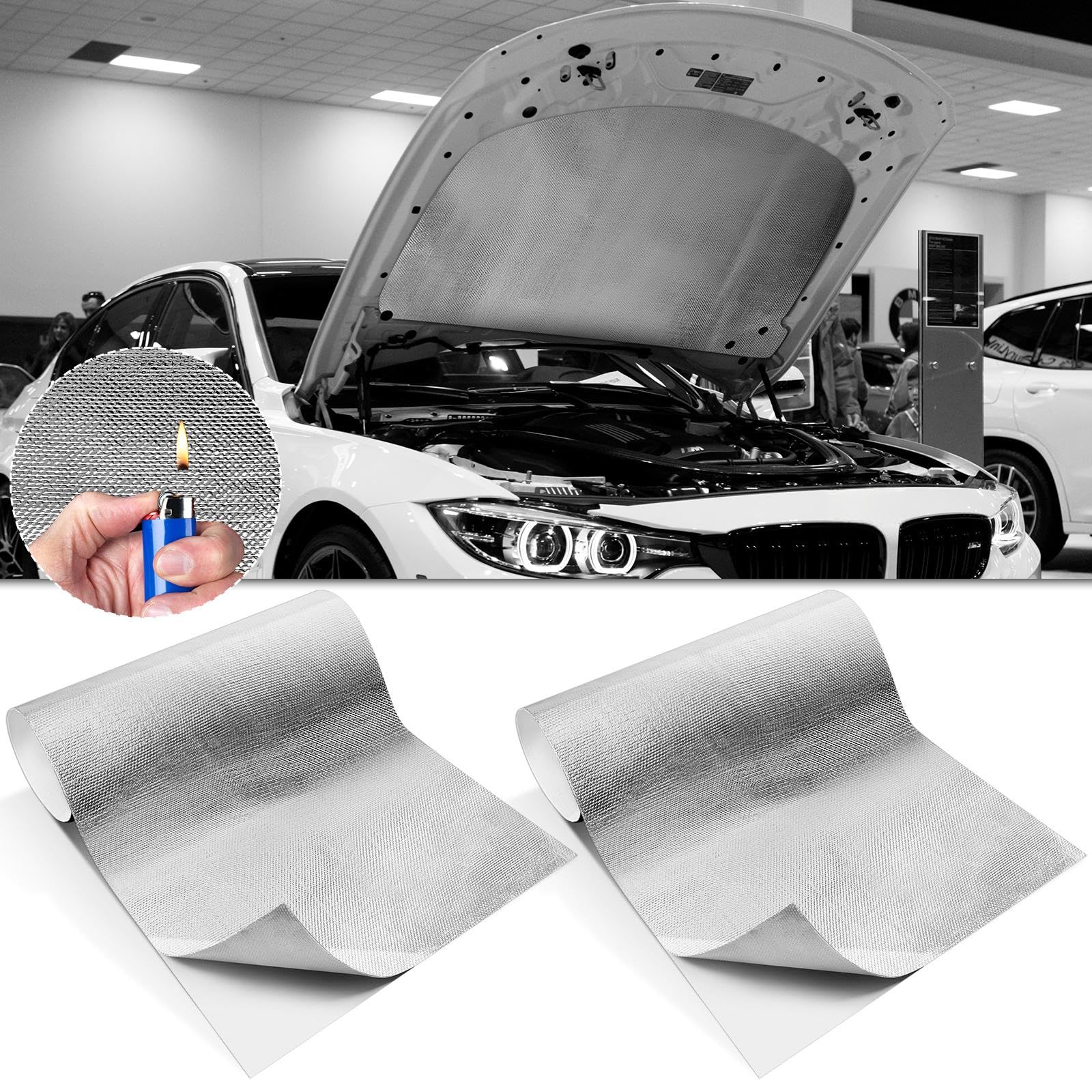 Aluminized Heat Shield Thermal Barrier Adhesive Backed Heat Blanket 12 X 24