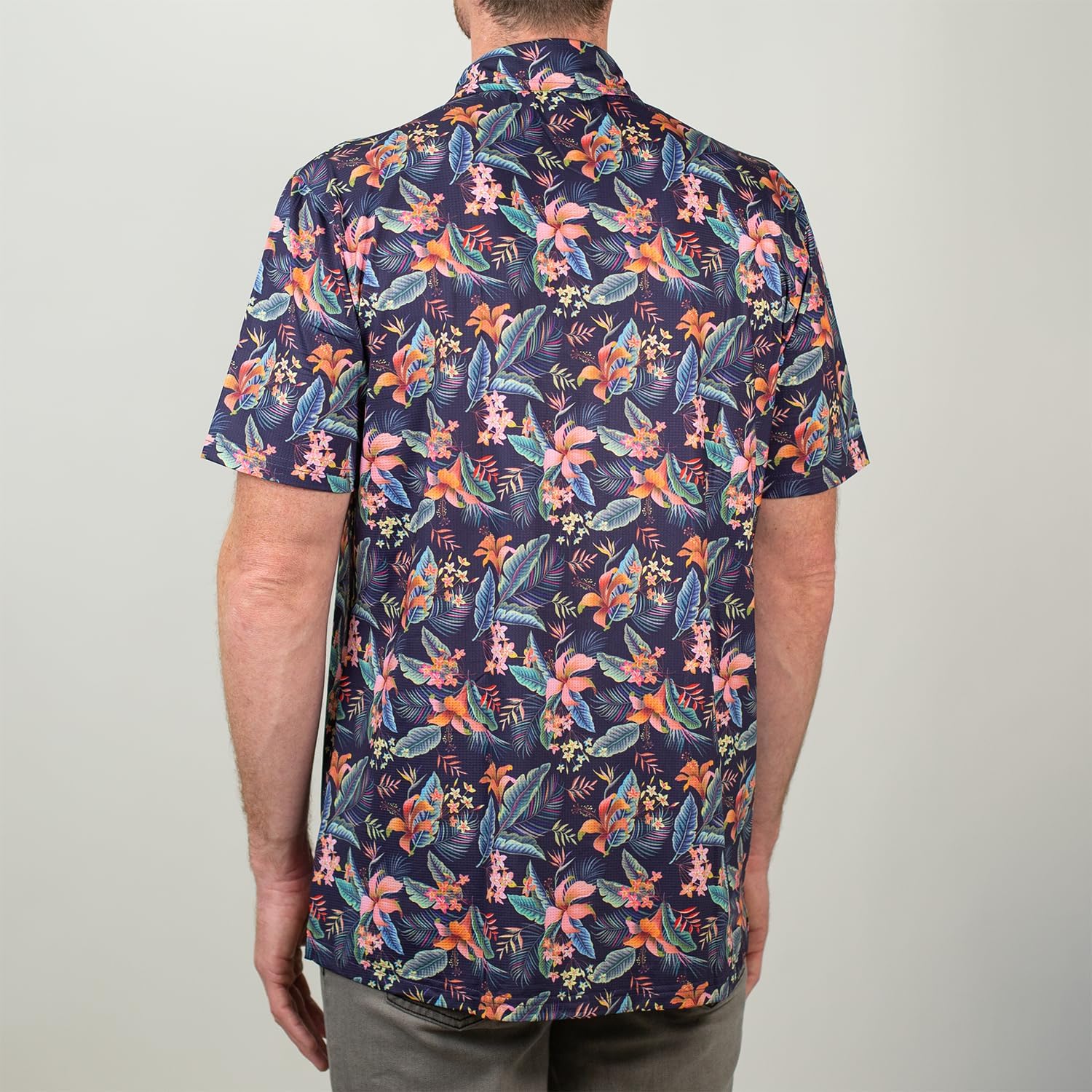 Handup FlexGRID Athletic Hawaiian Shirt - 100% Lightweight Polyester - 4 Way Stretch Breathable Fabric Hawaiian Shirt