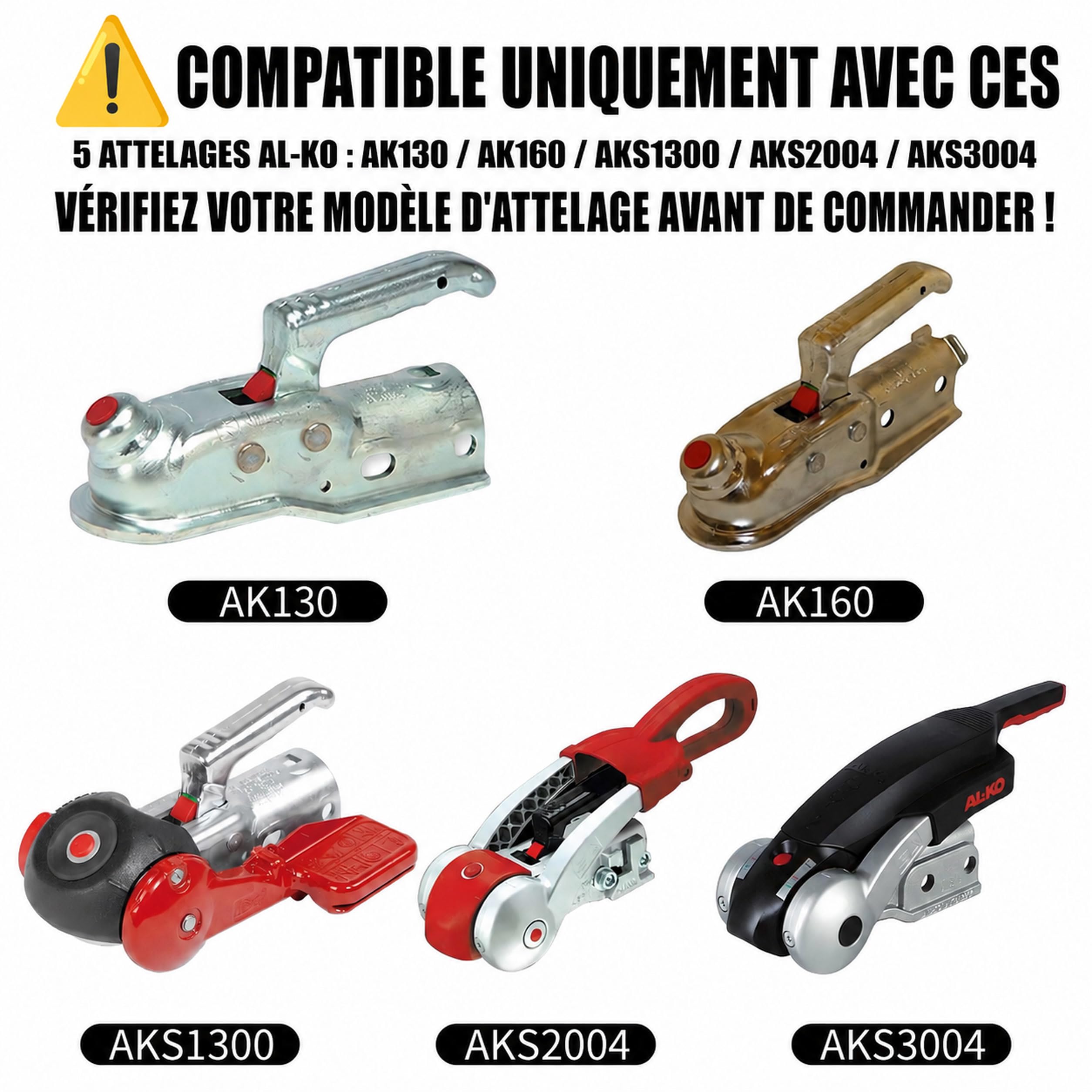 NiwNiw Antivol Verrou d'Attelage Haute Sécurité pour Remorque et Caravane - Cadenas Robustes en Acier Renforcé pour ALKO AKS1300/2004/3004 & AK130/160 - Protection Attelée et Non Attelée