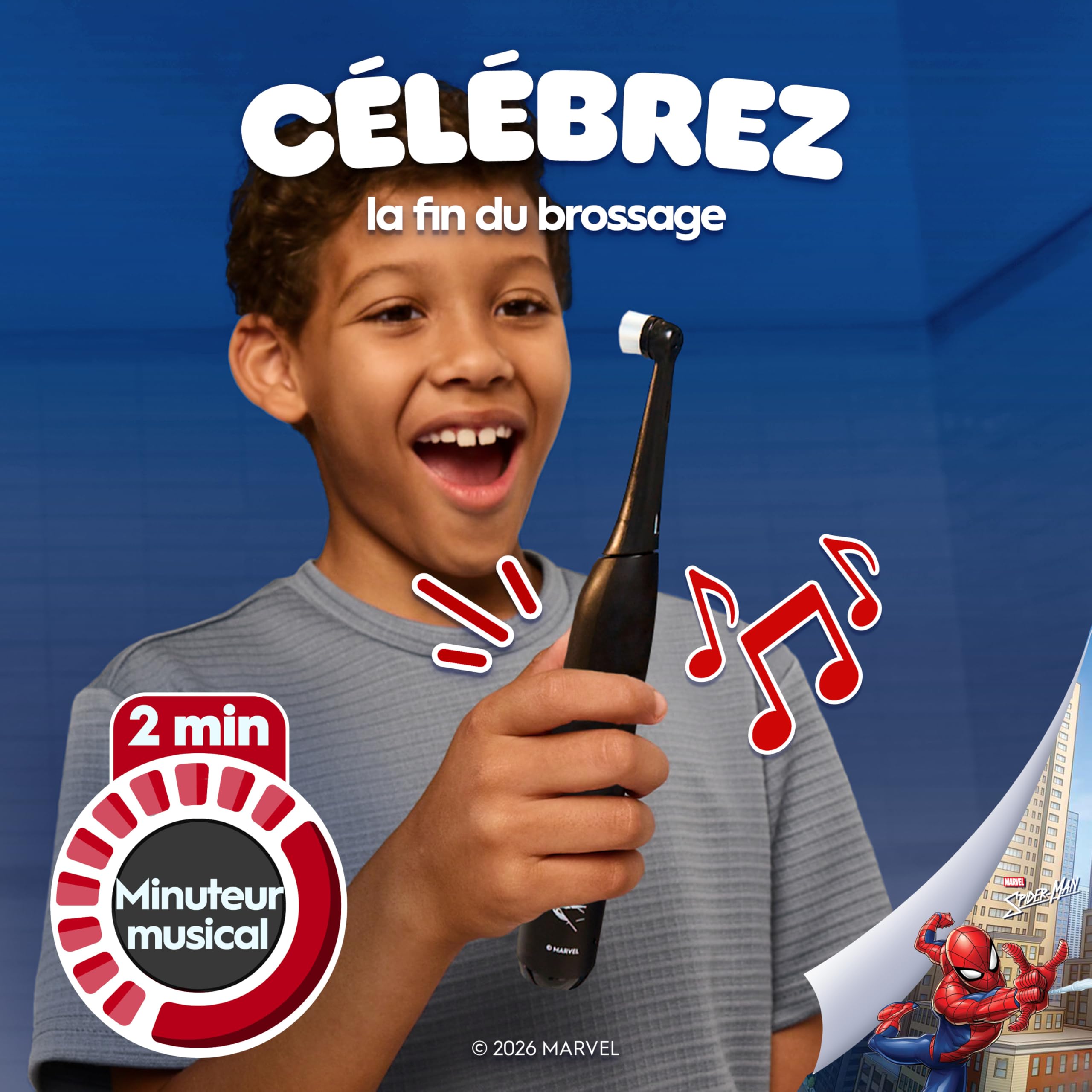 Oral-B Brosse A Dents Electrique Enfant Marvel Spiderman, Brosse Kids Dotée De La Technologie iO, 3 Modes De Brossage Dont Douceur Pour Protéger Les Gencives, Brossette Oral B De Rechange, Etui - 5
