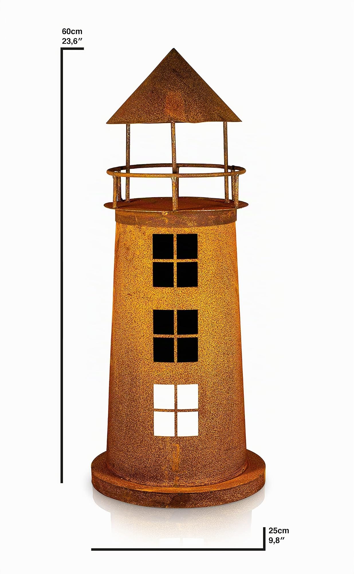 Leuchtturm Deko Skulptur für Garten, Terrasse oder Balkon - Metall Edelrost Teich Deko Maritim