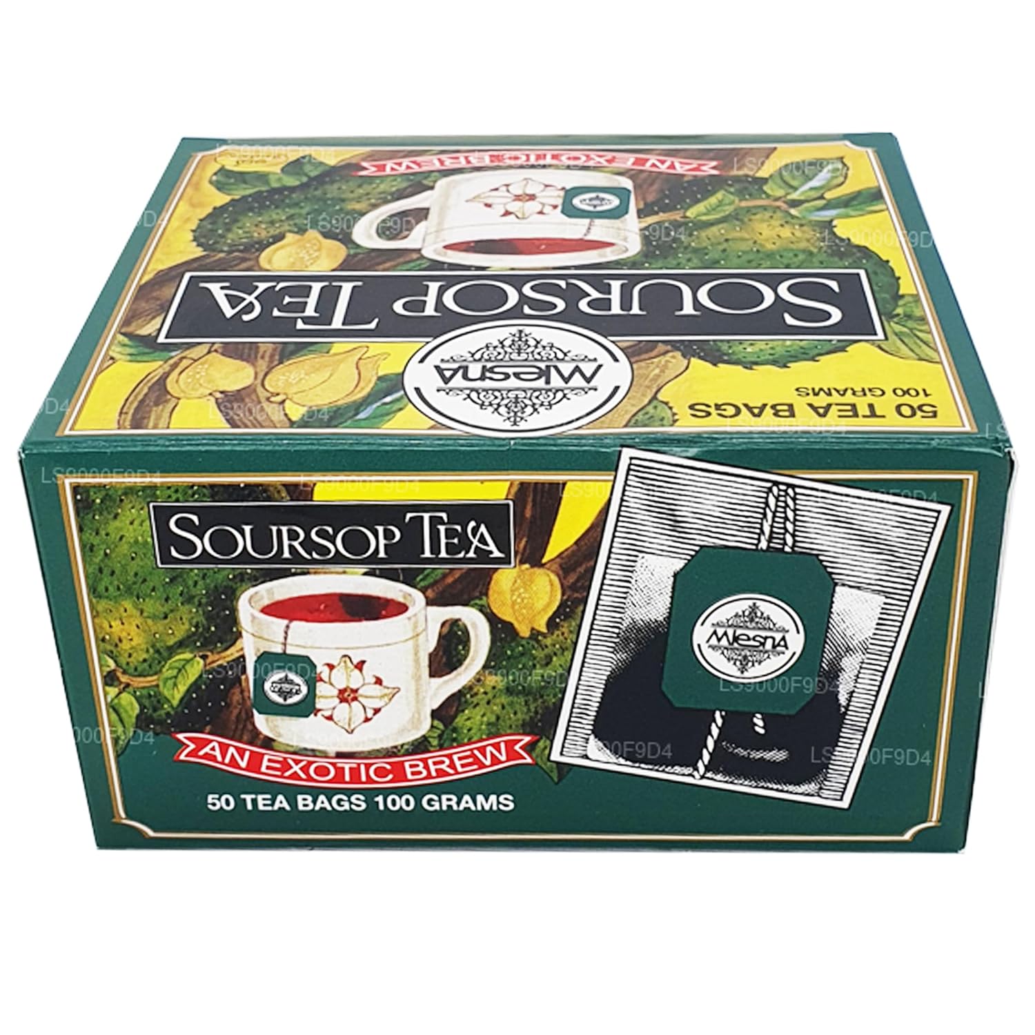 Mlesna Pure Ceylon Soursop BLACK Tea 50 Tea Bags Box. (100g)