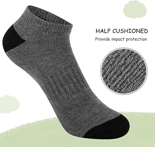 Miniatura 3 de Comfoex 10 pares de calcetines para niños de 4-6, 6-8, 8-10 años, calcetines deportivos de corte bajo para niños, calcetines cortos medio acolchados