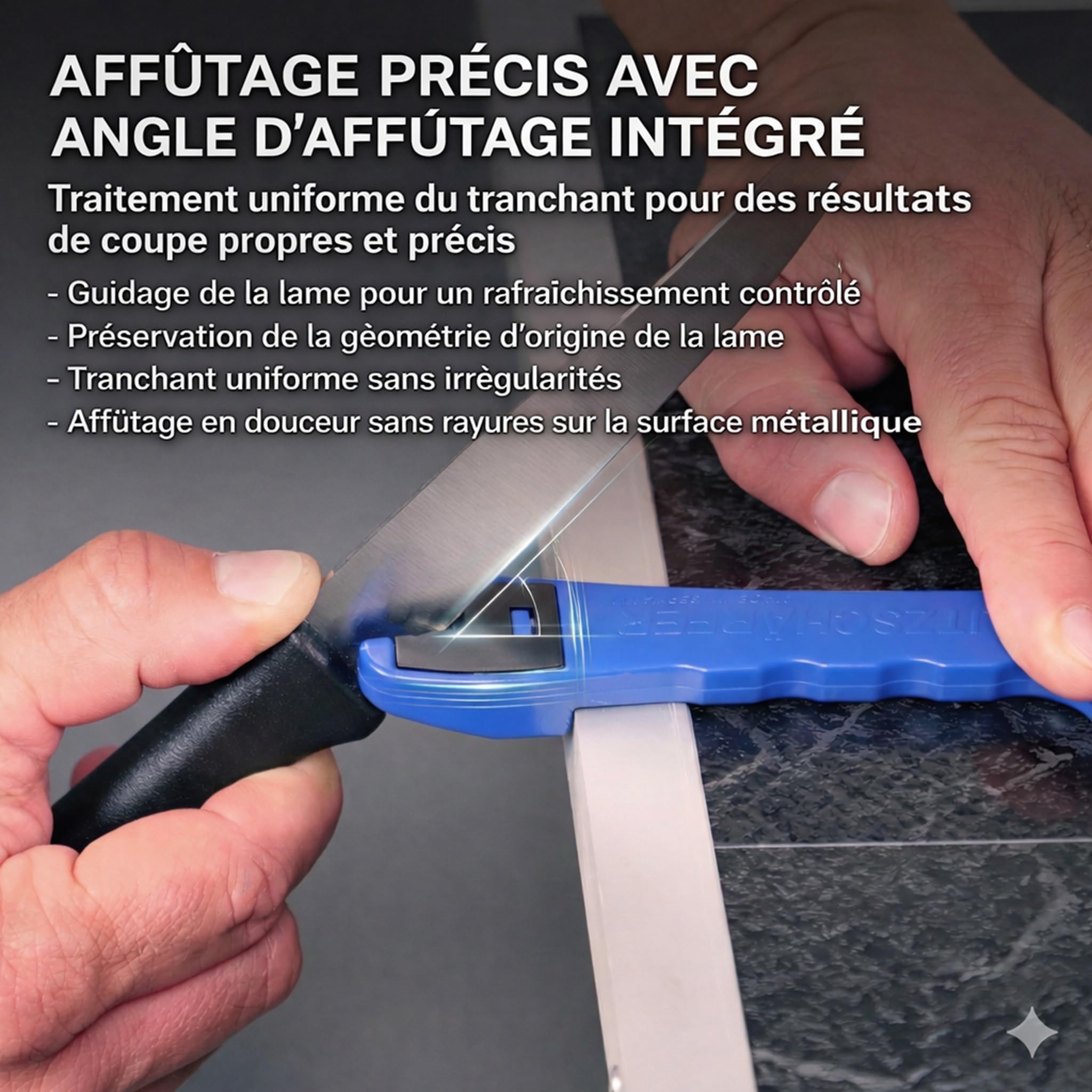 Affûteur de couteaux, aiguiseur de ciseaux, manuel, portable, set de 4 pièces