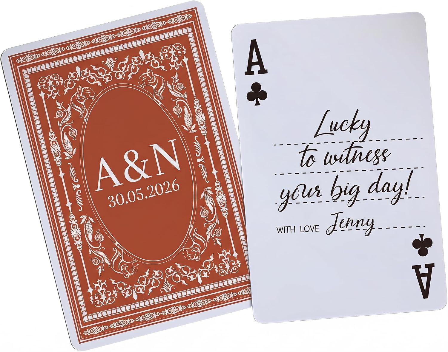 Personalized Playing Cards with Name Initials Date - Custom Wedding Guest Book Playing Cards Deck - Customized Wedding Party Favors - Wedding Guestbook Alternative for Young Couple
