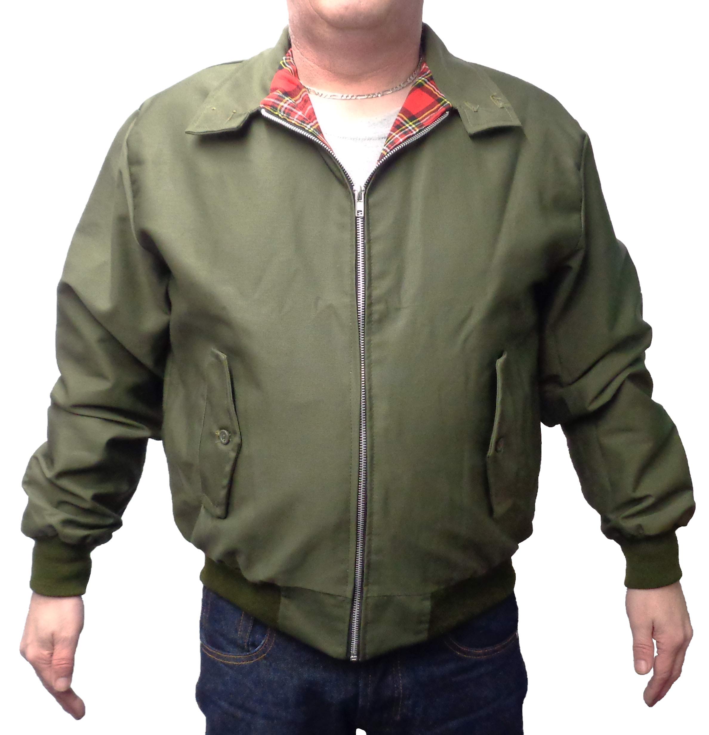 Mazeys Mens Classic Harrington Jackets (Large, Olive Green)