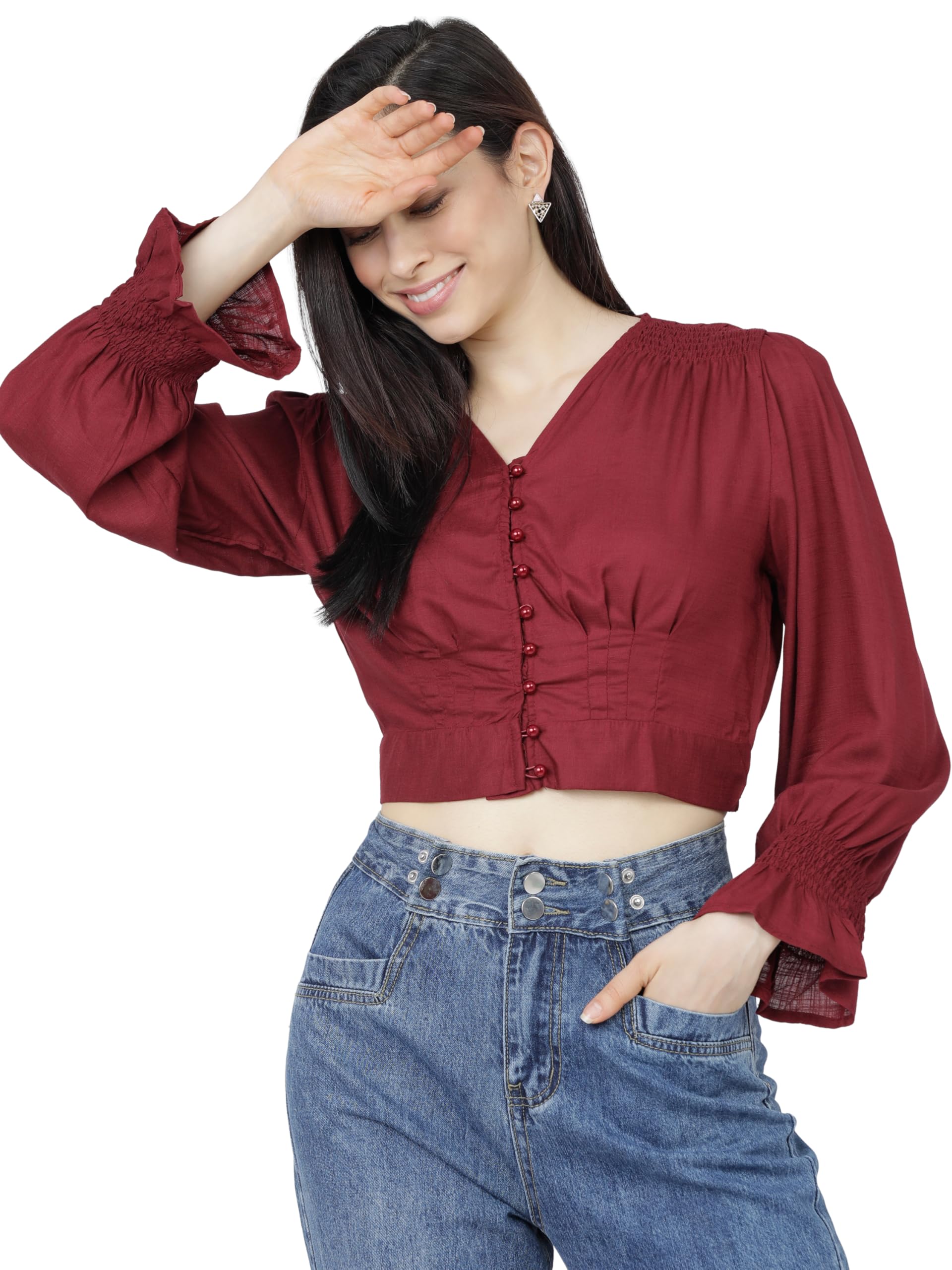 Tokyo Talkies Women's Solid Regular Fit Tops-picture-40