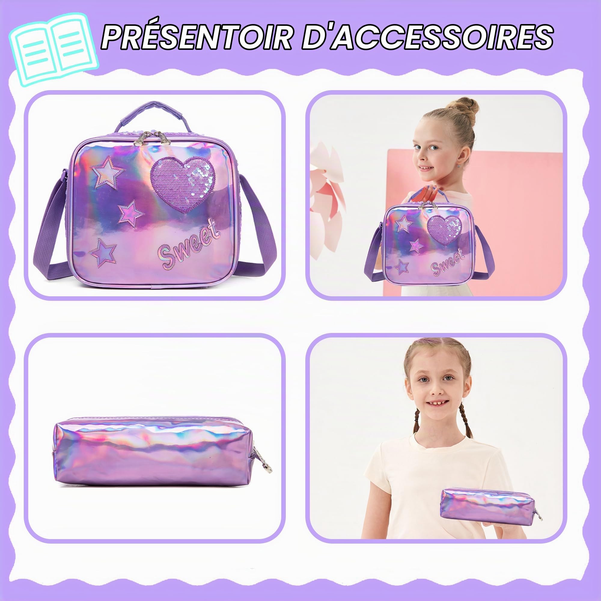 HTgroce Cartable a Roulette Fille, Sac Dos roulettes pour Filles Primaire Scolaire Cartable Roulette Fille CP,CE1,CE2