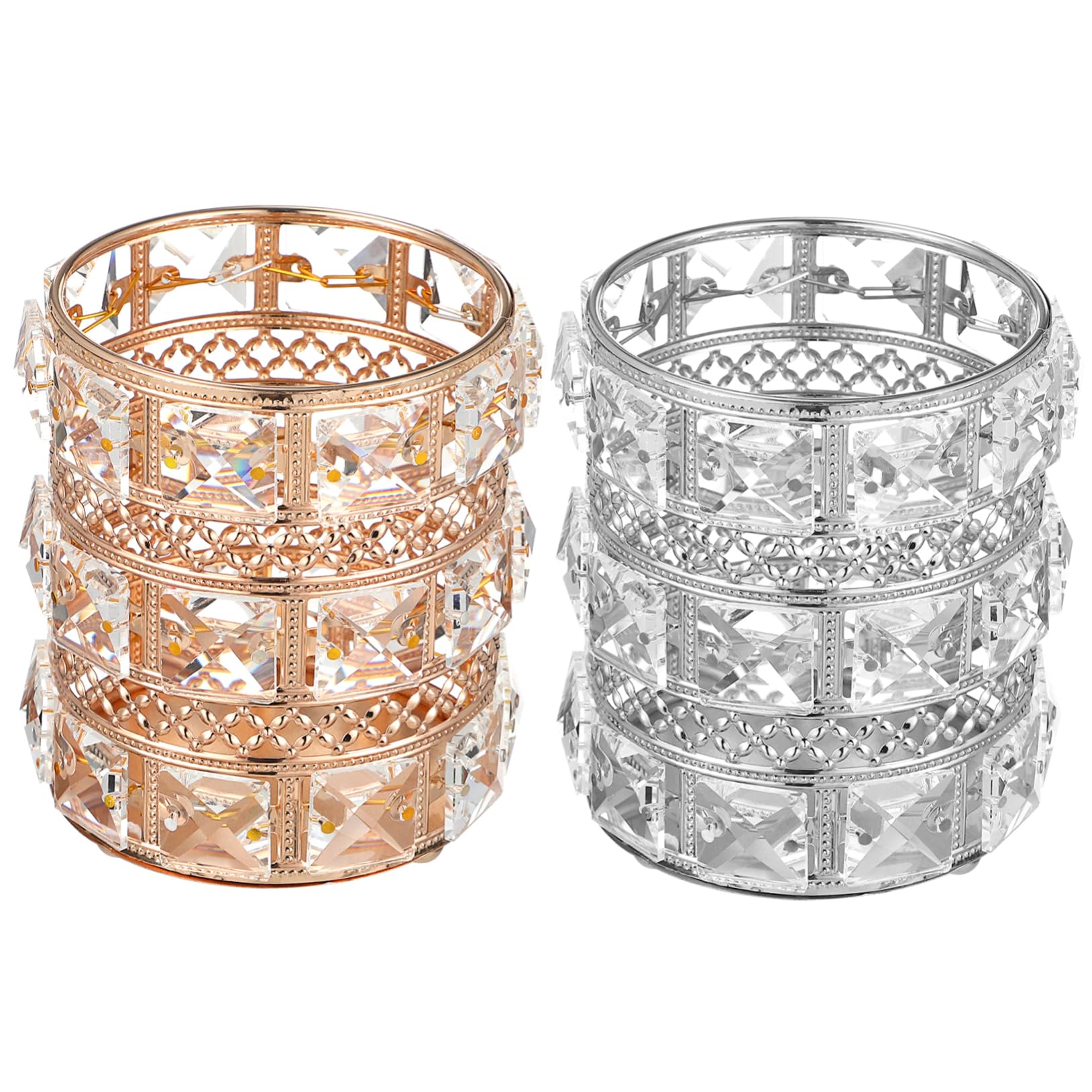 Portatrucchi in Cristallo, Organizer da Tavolo Ampia Apertura, 2 Pezzi | Stile Delicato, Uso su Scrivania, per Trucchi e Rossetti, come Decorazione per Bagno o Vanity