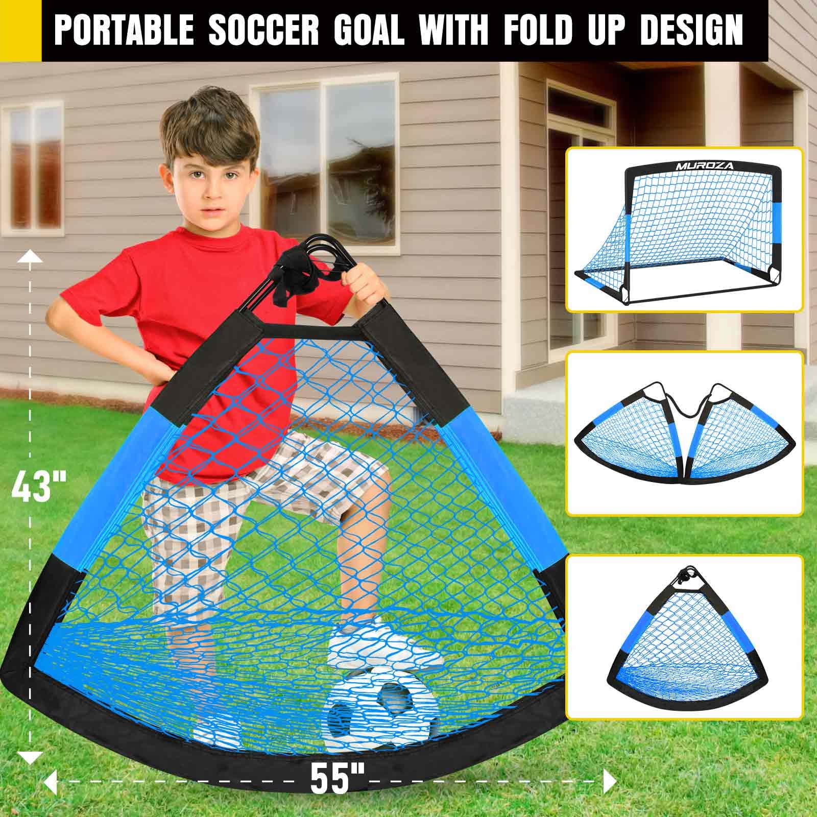 Soccer Goal, Kids Soccer Goals for Backyard Set, Pop Up Soccer Net view 6