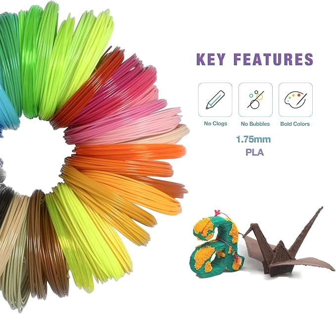 Filamentos Recarga PLA 3D Pen Multicolor 1.75mm 20 piezas miniatura 6
