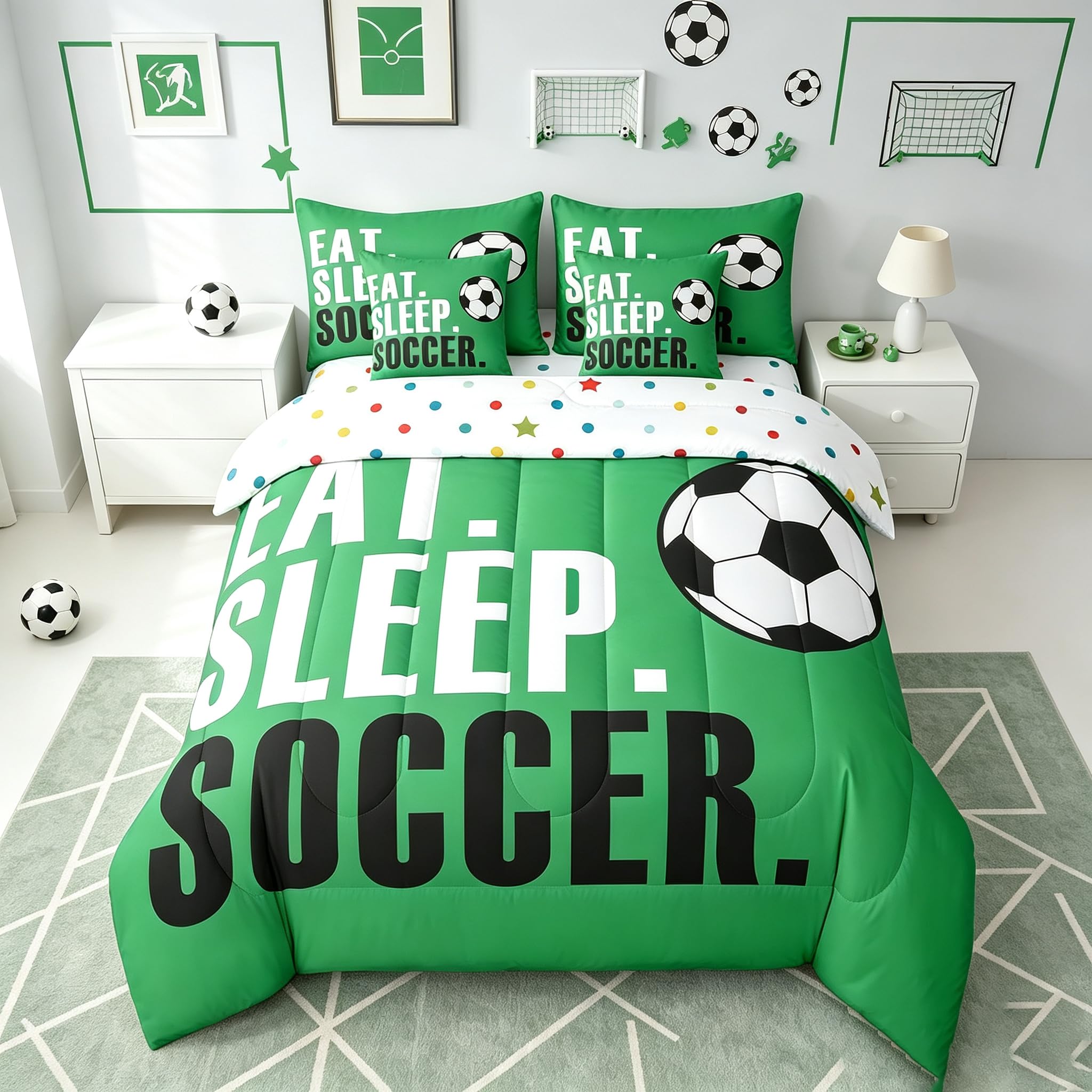 Feelyou Football Comforter Set Twin Size 7 Piece for Boys Girls Women Men