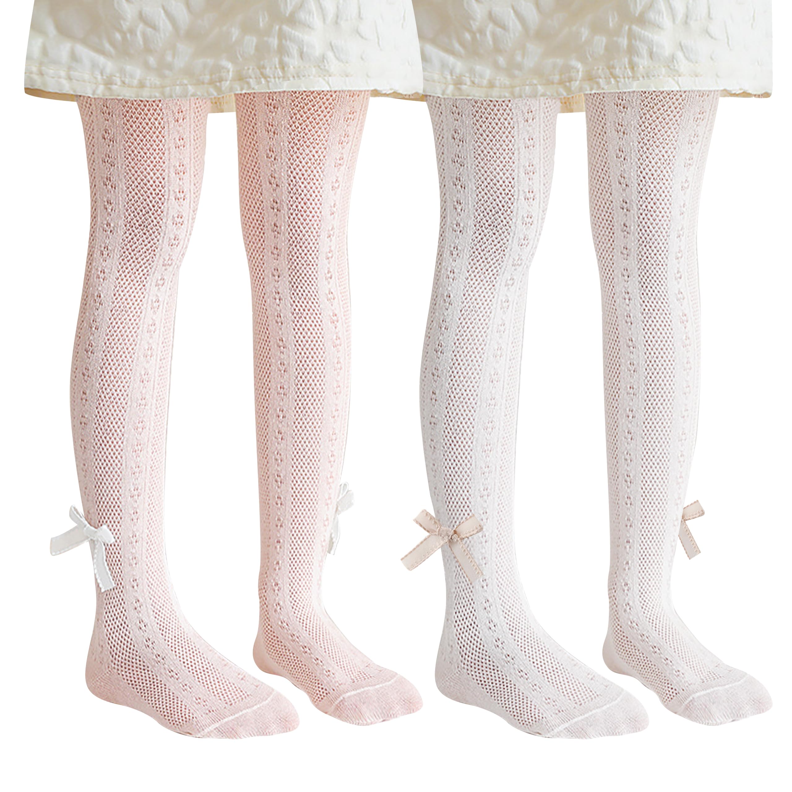 Miipat 2 Pares Medias para Niña, Bebé Medias Pantimedias Caladas Suaves y Elásticas, para Niña Pequeña Colegio, Fiesta, Baile y Ocasiones — view 8