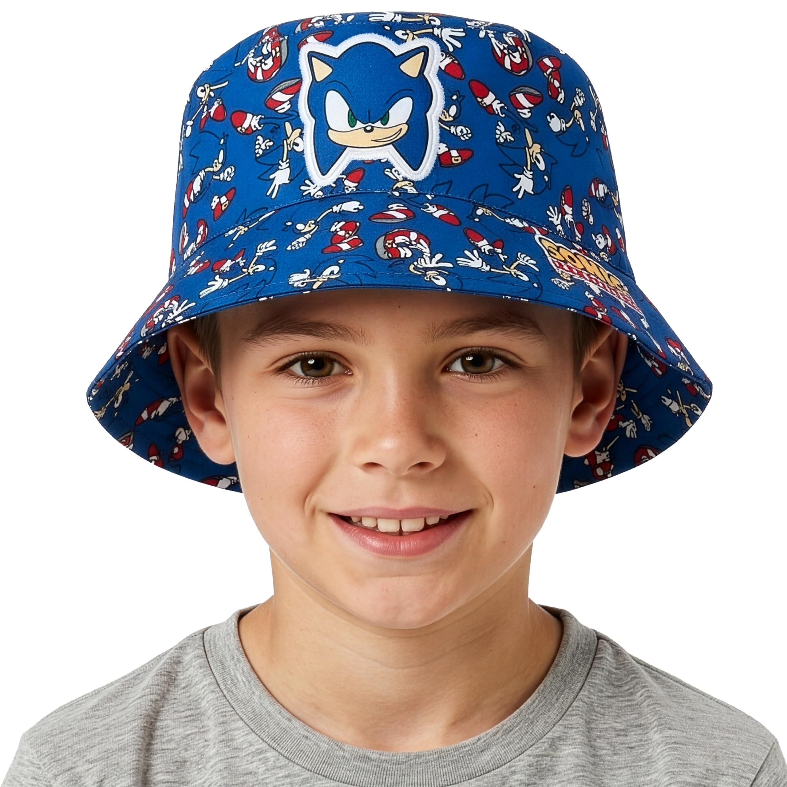 Sonic The Hedgehog Bob Enfant Garçon, Chapeau Enfant De Soleil avec Imprimé All Over, Chapeau Garçon pour Été, One Size
