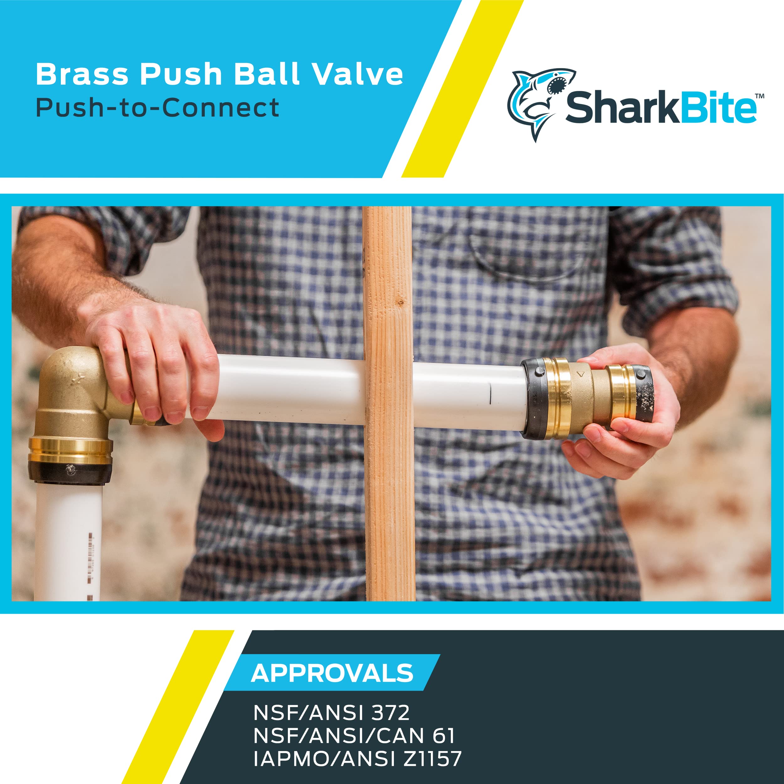 Sharkbite UXLBV41 Válvula de Bola de latón 200#, 1,5 pulgadas