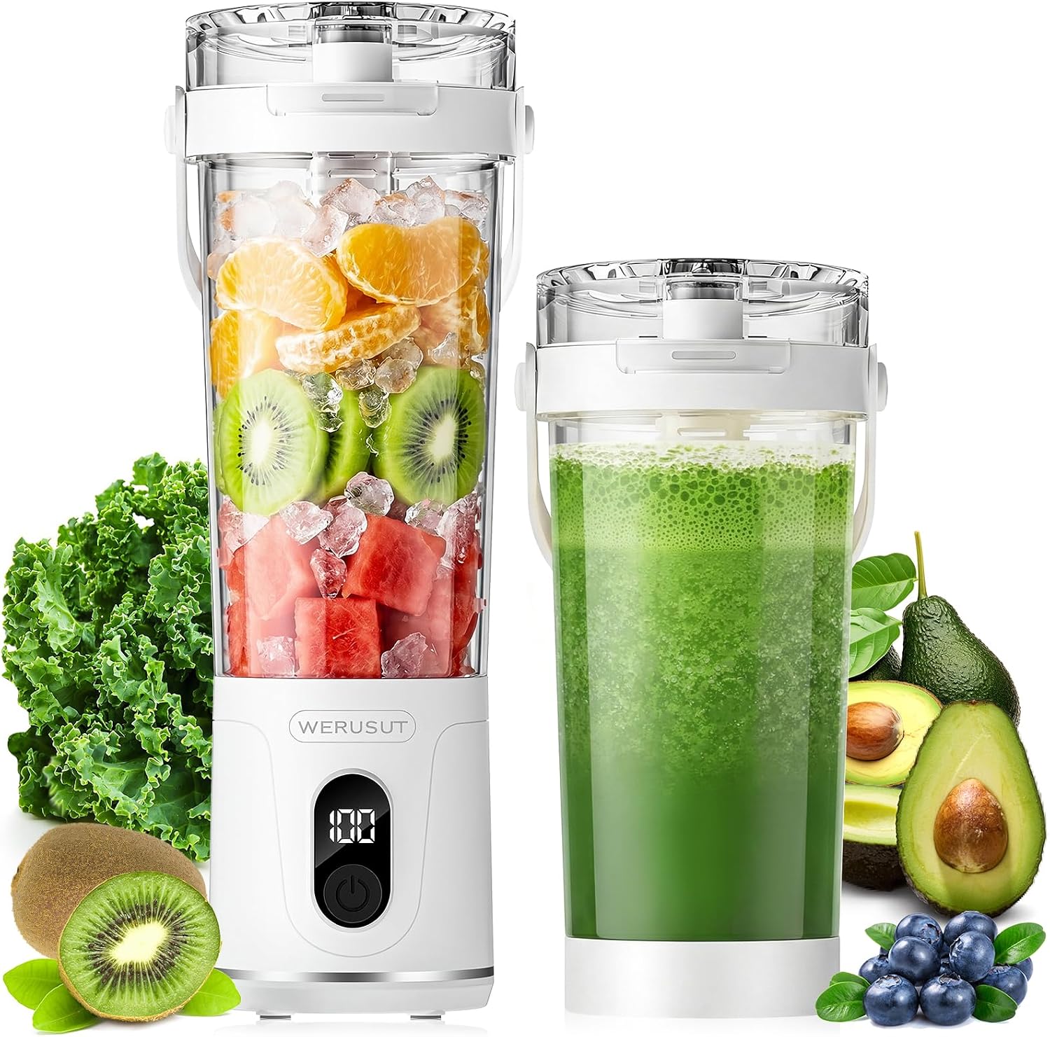 Portable mini Blender for Smoothies, Juices & Protein Shakes – 600ml Personal Blender, 26000RPM Motor with 12 Blades, Magic Bullet Blender, One-Touch Operation, Rechargeable smoothie maker