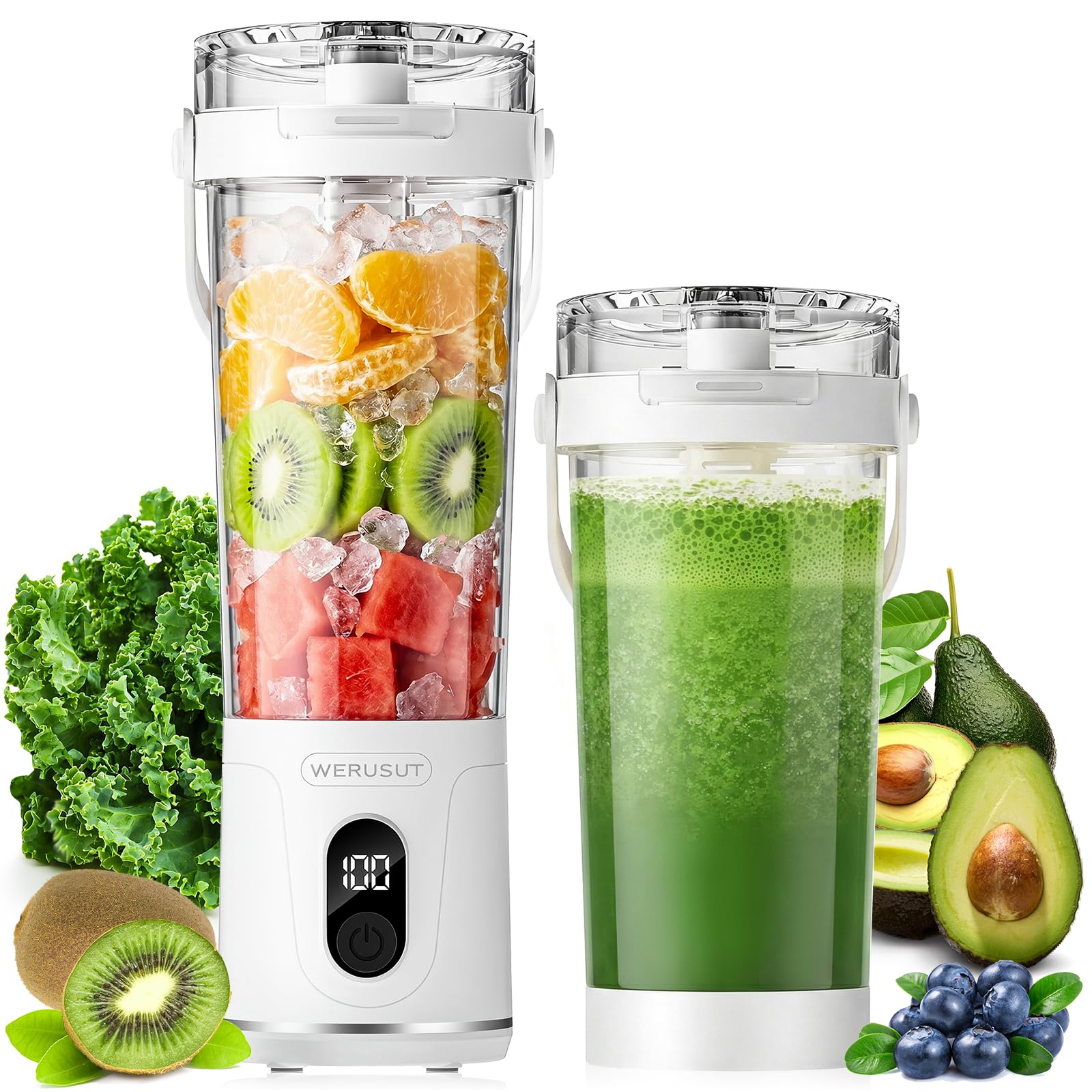 Portable mini Blender for Smoothies, Juices & Protein Shakes – 600ml Personal Blender, 26000RPM Motor with 12 Blades, Magic Bullet Blender, One-Touch Operation, Rechargeable smoothie maker