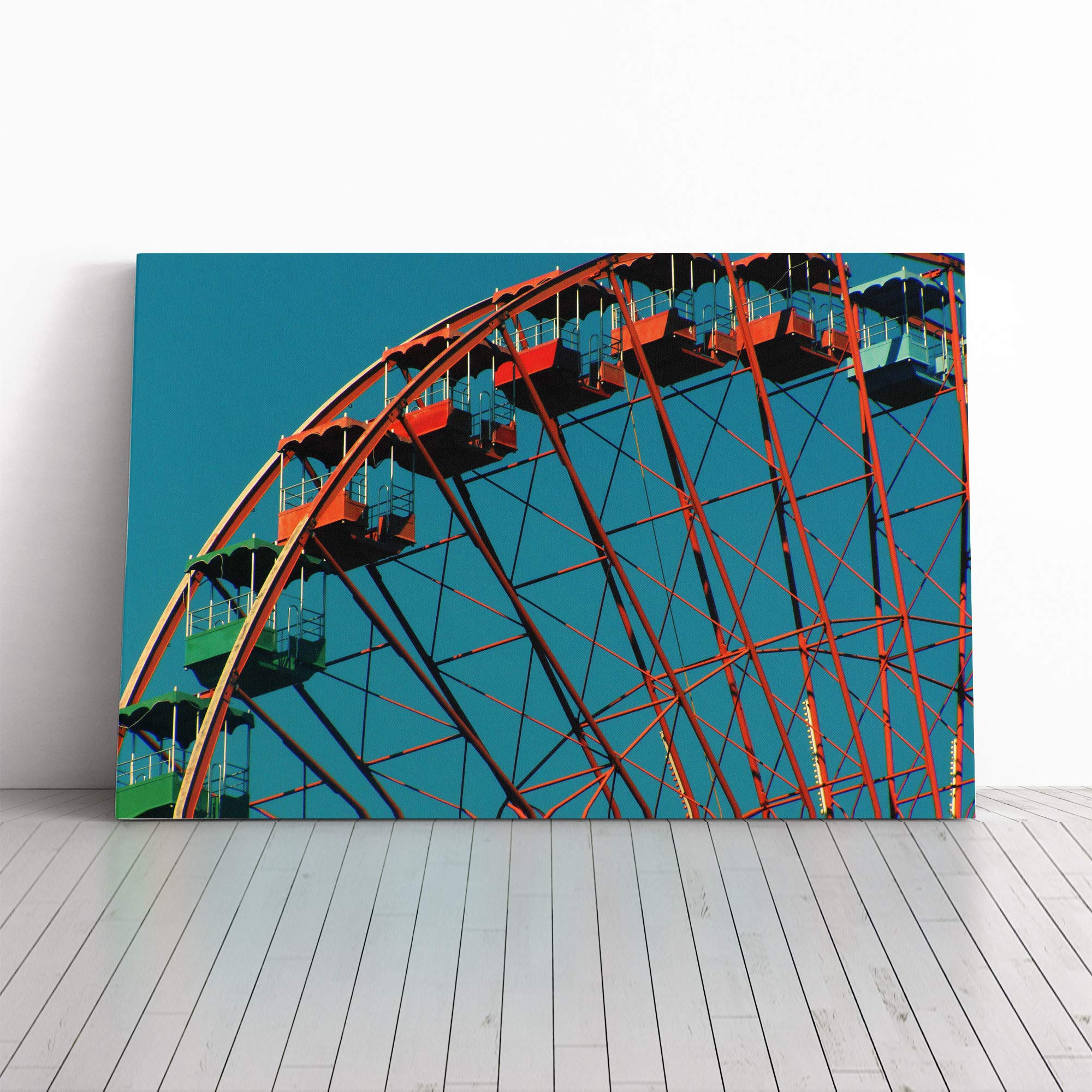 Ferris Wheel Fair Carnival (3) Canvas Print | Gallery Wrapped 30mm Frame Wall Art | 20x14 inches | Ready to Hang | Modern Picture | Living Room Bedroom Lounge Office