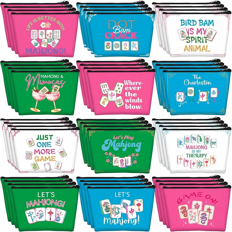 Sweetude Necessaire de Maquiagem Mahjong com Zíper, Pacote com 48