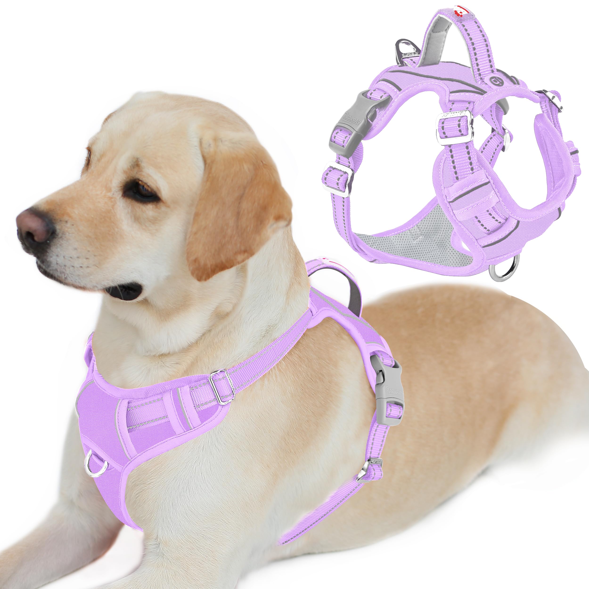 BARKBAY Dog Harness No Pull Oxford with ID Tag Pocket - Heavy Duty, Reflective, Easy Control for Large Dogs(Violet Purple Oxford,L) — image 1
