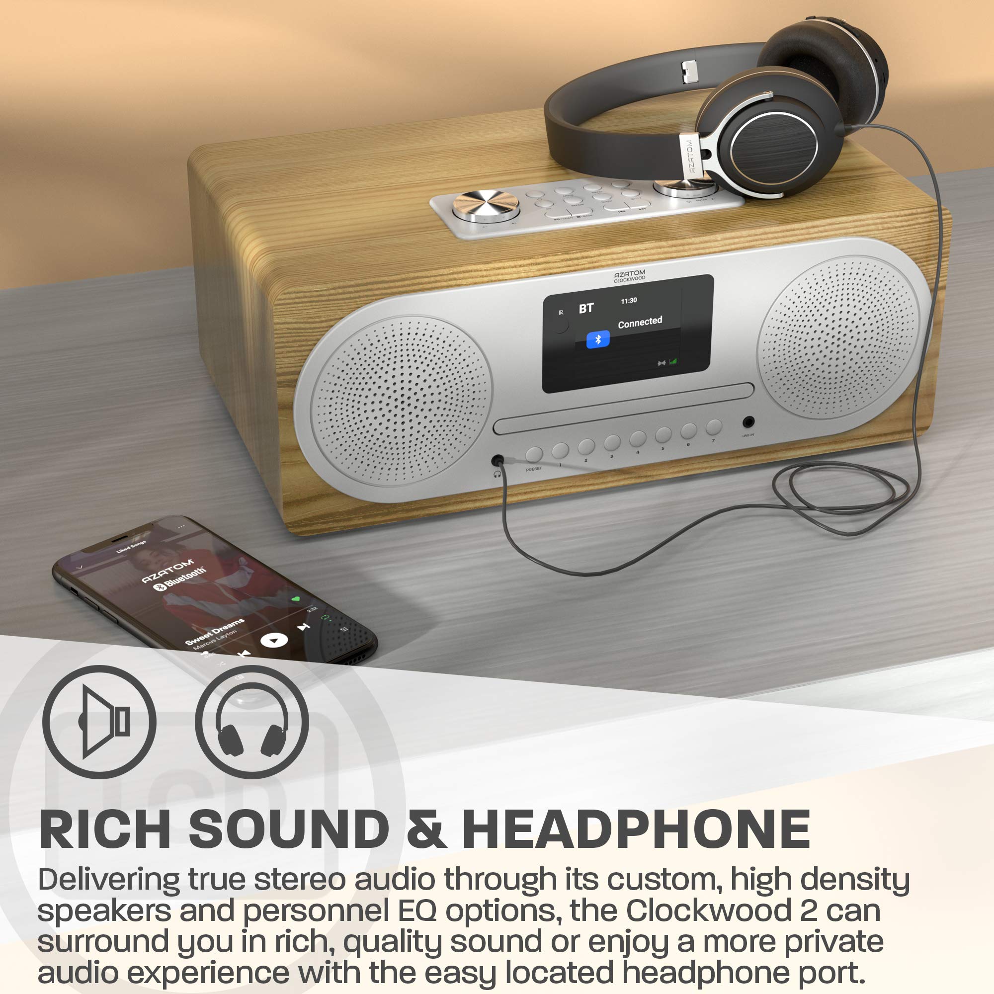 AZATOM CL100X DAB/DAB+ FM Radio Stereo HiFi Speaker System & CD Player