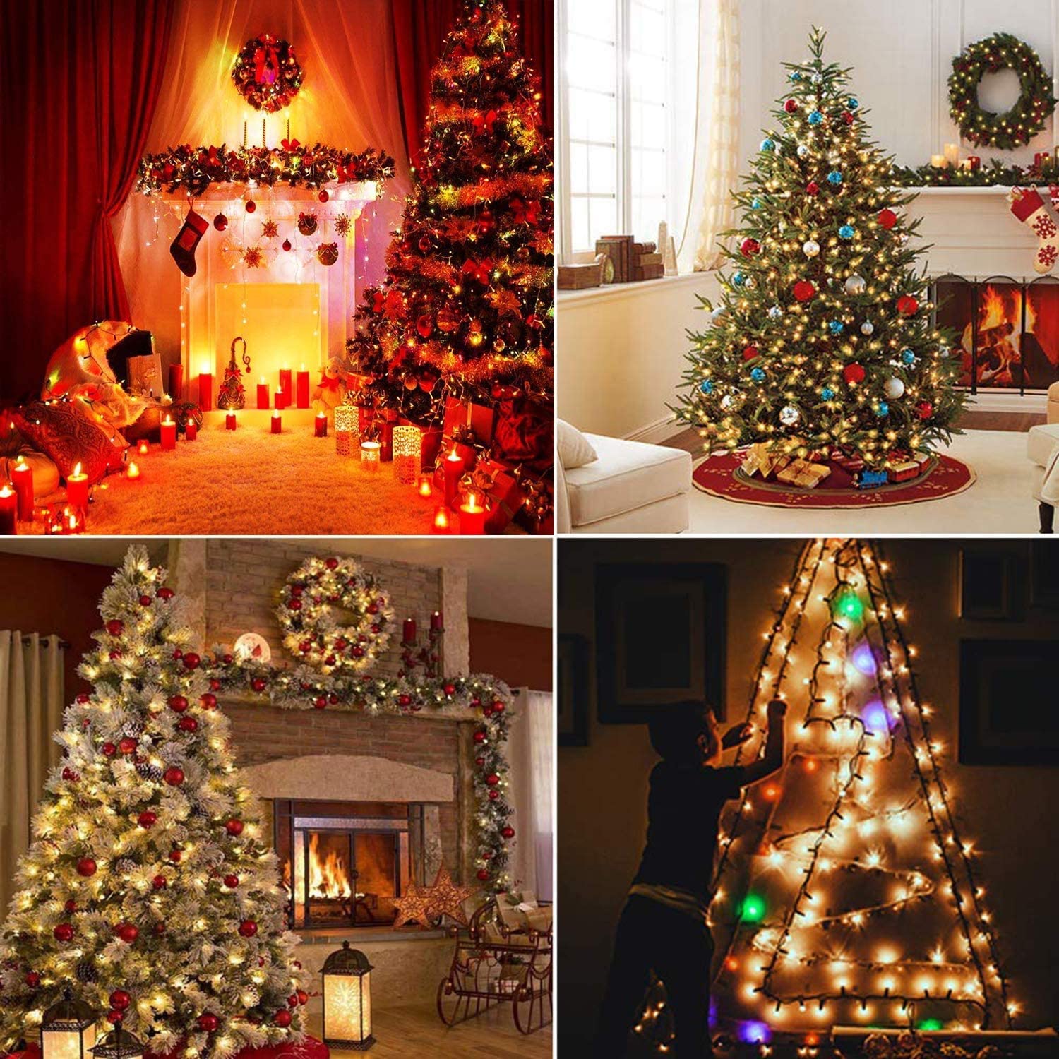 Ulinek Luci Natale Esterno, 2000LED 50M Luci Natalizie, Stringa Luci Led IP44 Impermeabile 8Modalità, Catena Luminosa Decorative per Albero Natale Giardino Interno Letto Festa Casa, Bianco Caldo