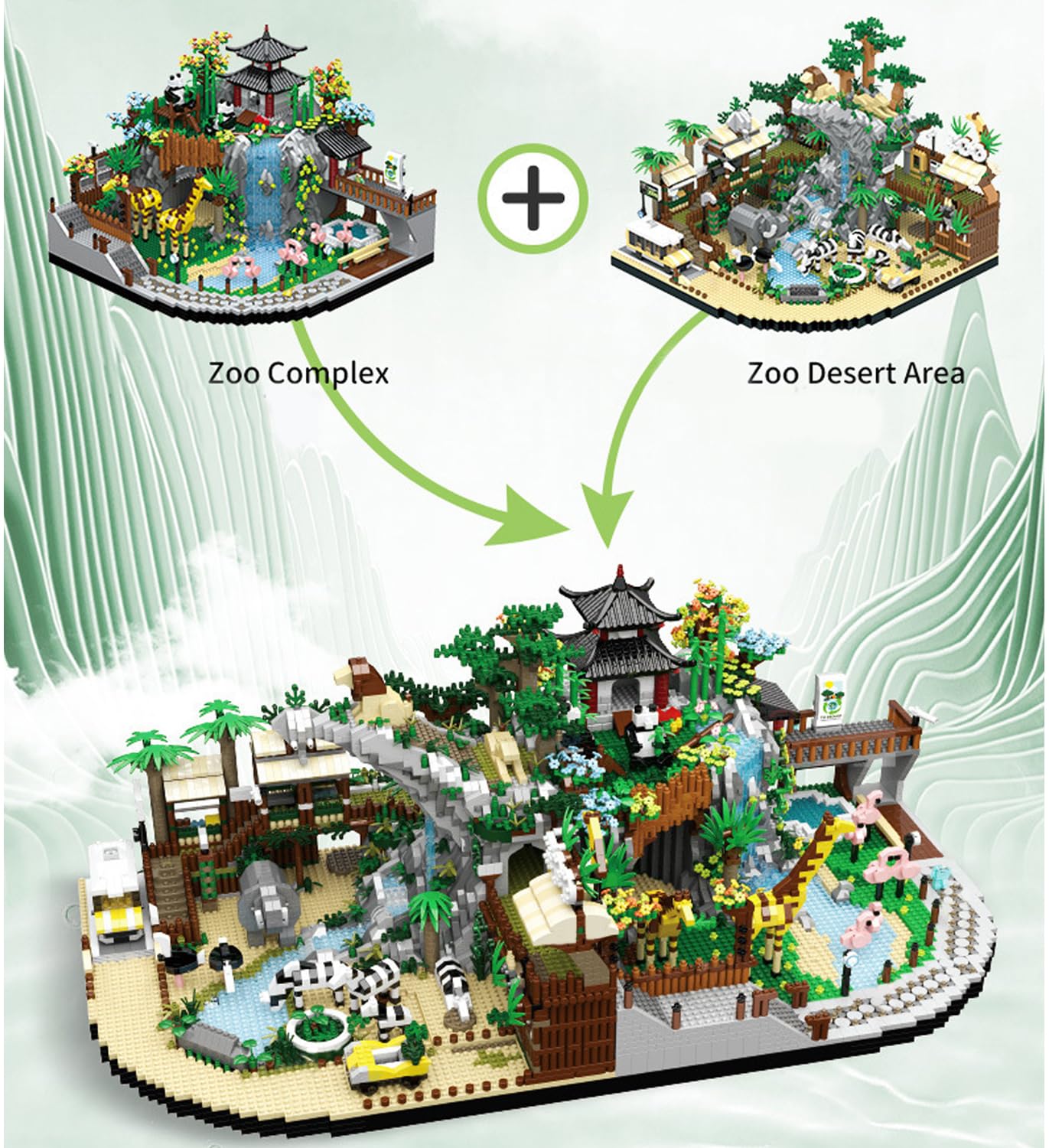 Minxtech Zoo Architektur Mini Baustein Bausatz, 4800 Teile Zoo Klemmbausteine Haus Modell, Micro Konstruktionsspielzeug Nicht Kompatibel mit Großen Marken
