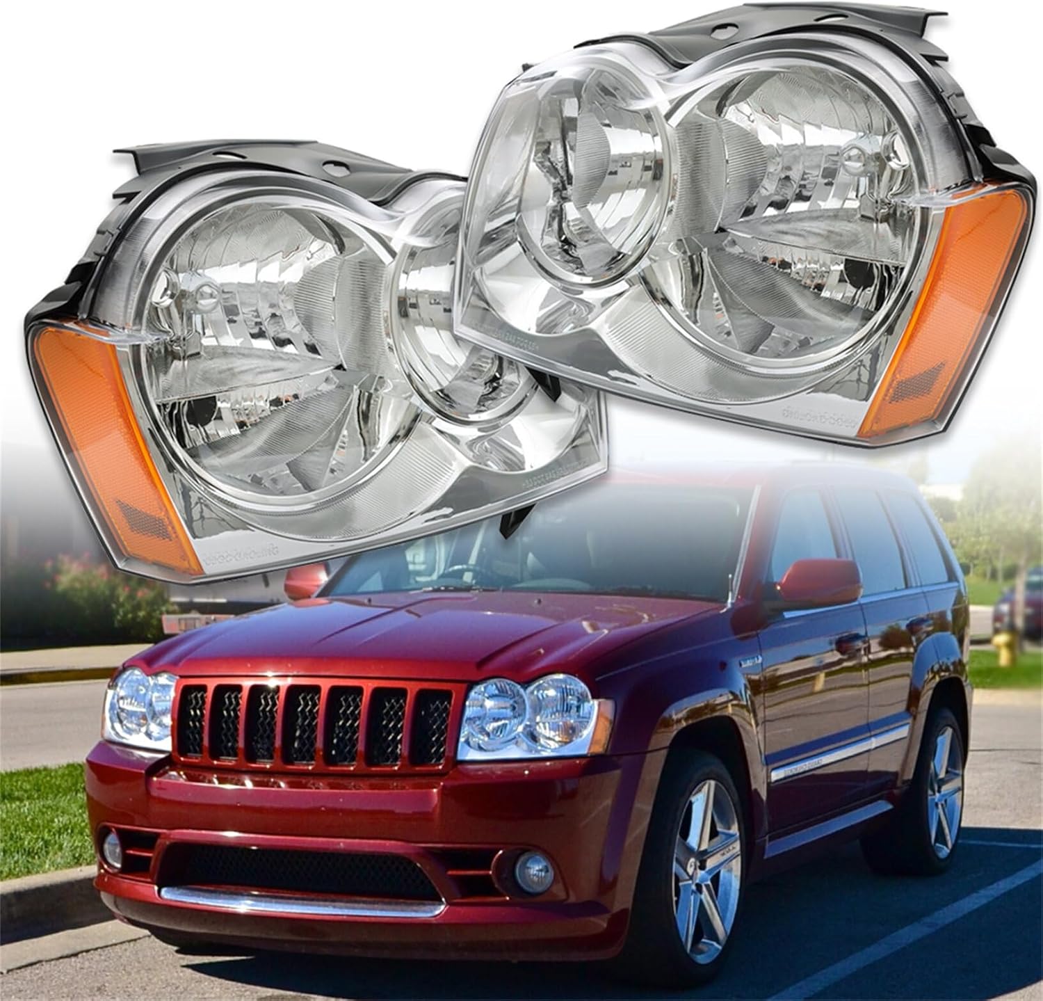 LABLT A Pair Headlights Assembly Replacement for 2005 2006 2007 Grand Cherokee Driver and Passenger Side Left Right 55156350AK 55456351AK