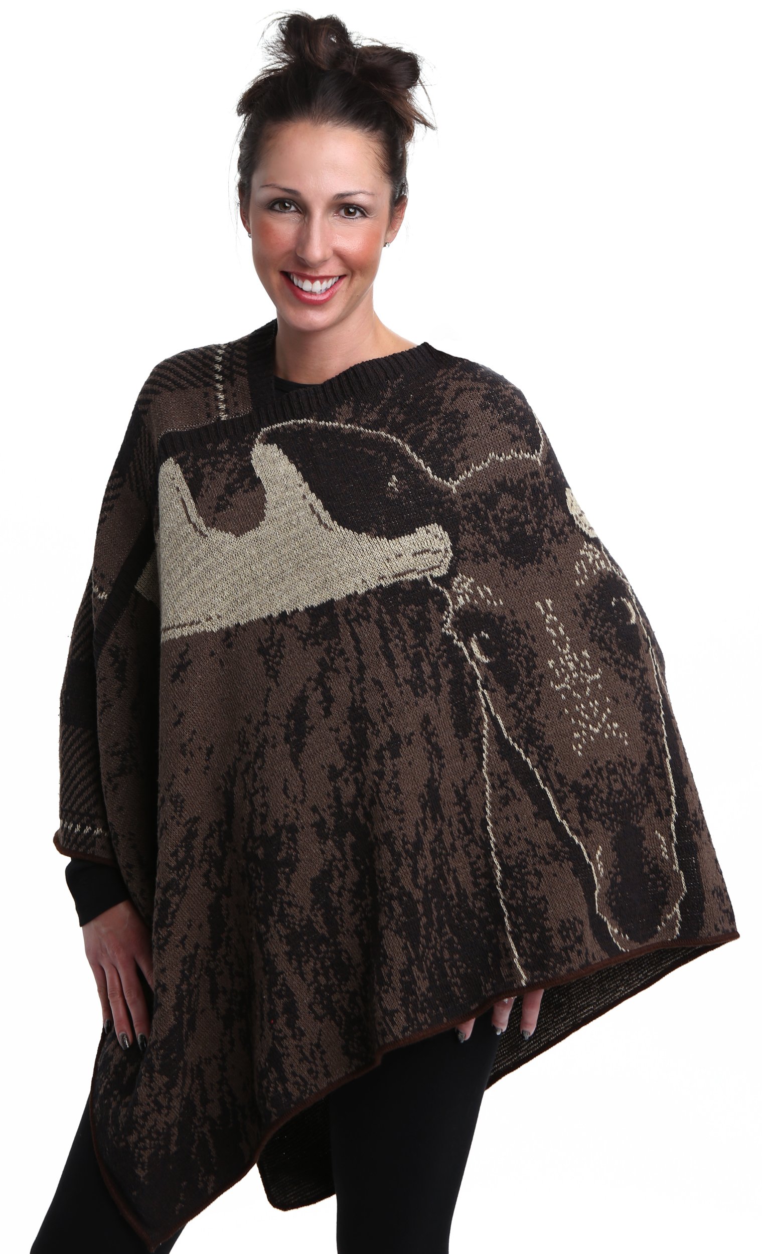 Womens Cotton Sweater Knit Pullover Poncho One Size