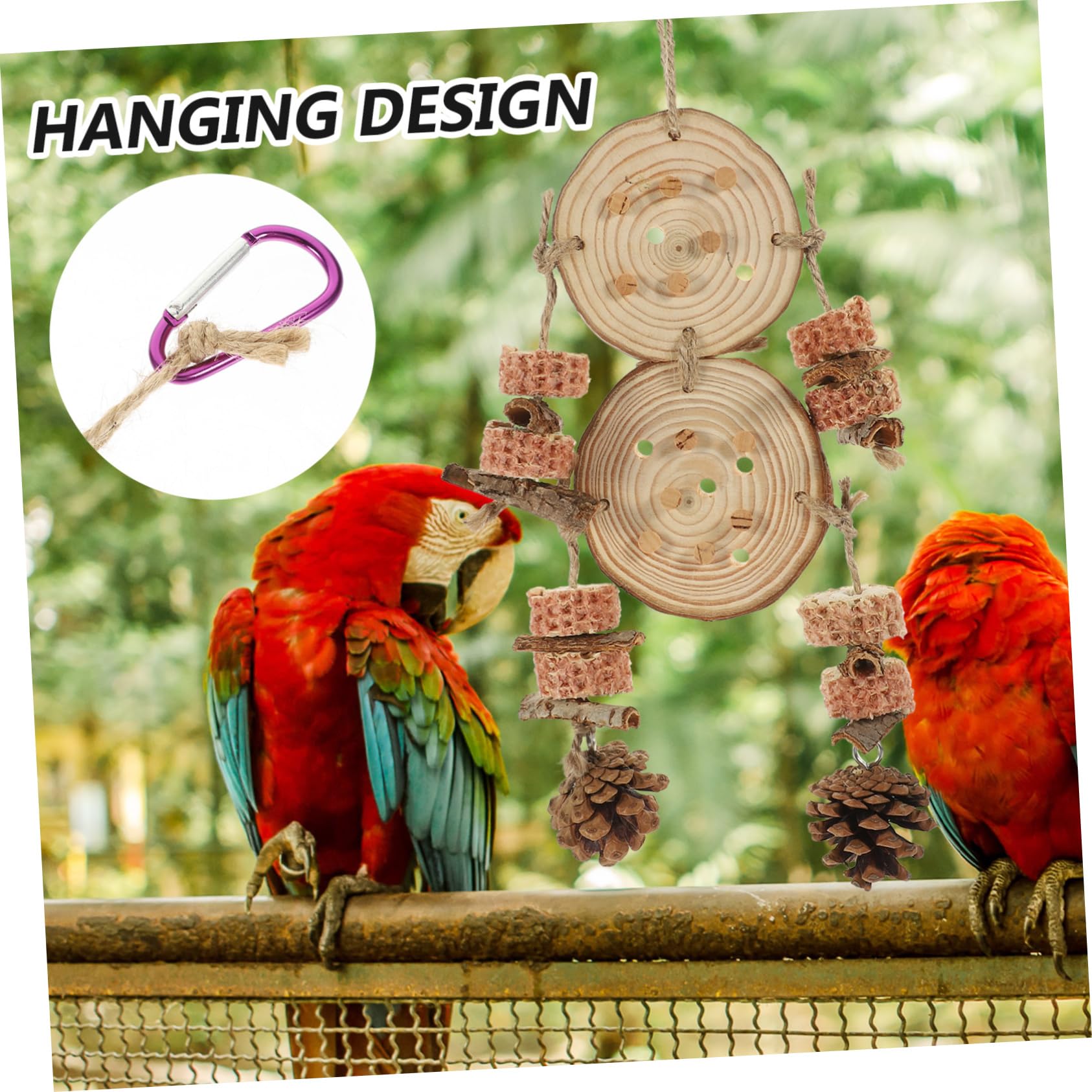 Toddmomy 4pièces Jouet à Mâcher pour Perroquet Accessoire Suspendu pour Cage Oiseaux Jouet Naturel avec Cônes De Pin Divertissement pour Perruches Et Perroquets
