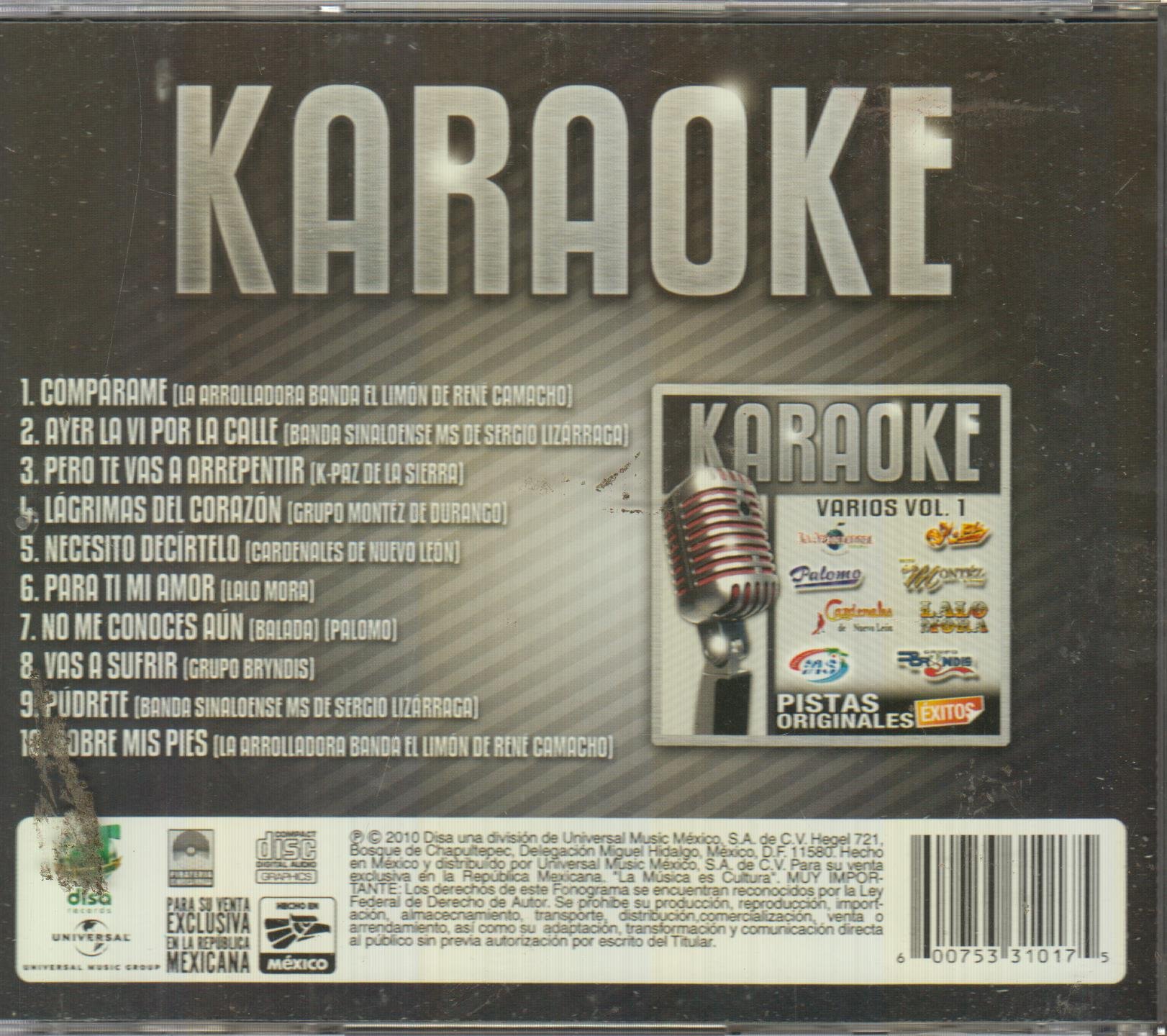 VARIOS VOL.1 KARAOKE 10 CANCIONES