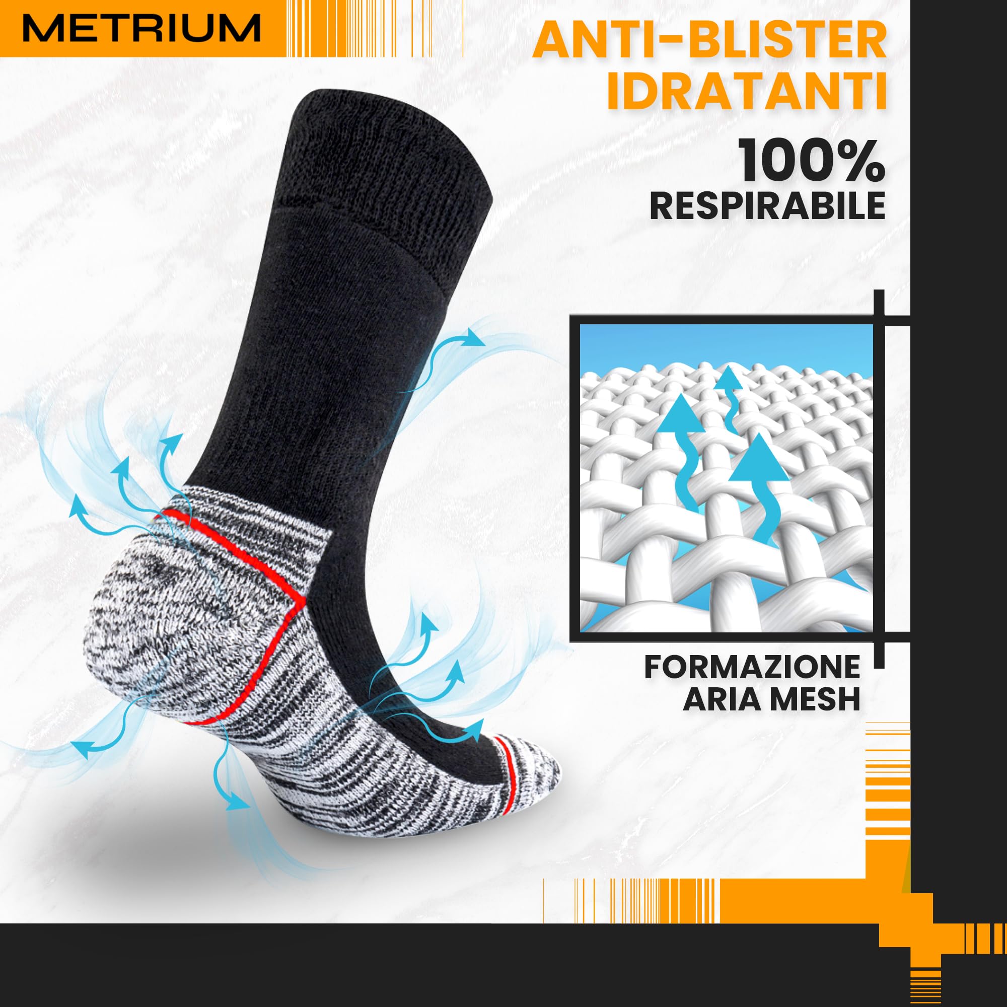 Metrium 10 paia Calze da lavoro lunghe di cotone, resistenti con punta e tallone rinforzati, calze da uomo in spugna. Calze Frottee, Unisex.