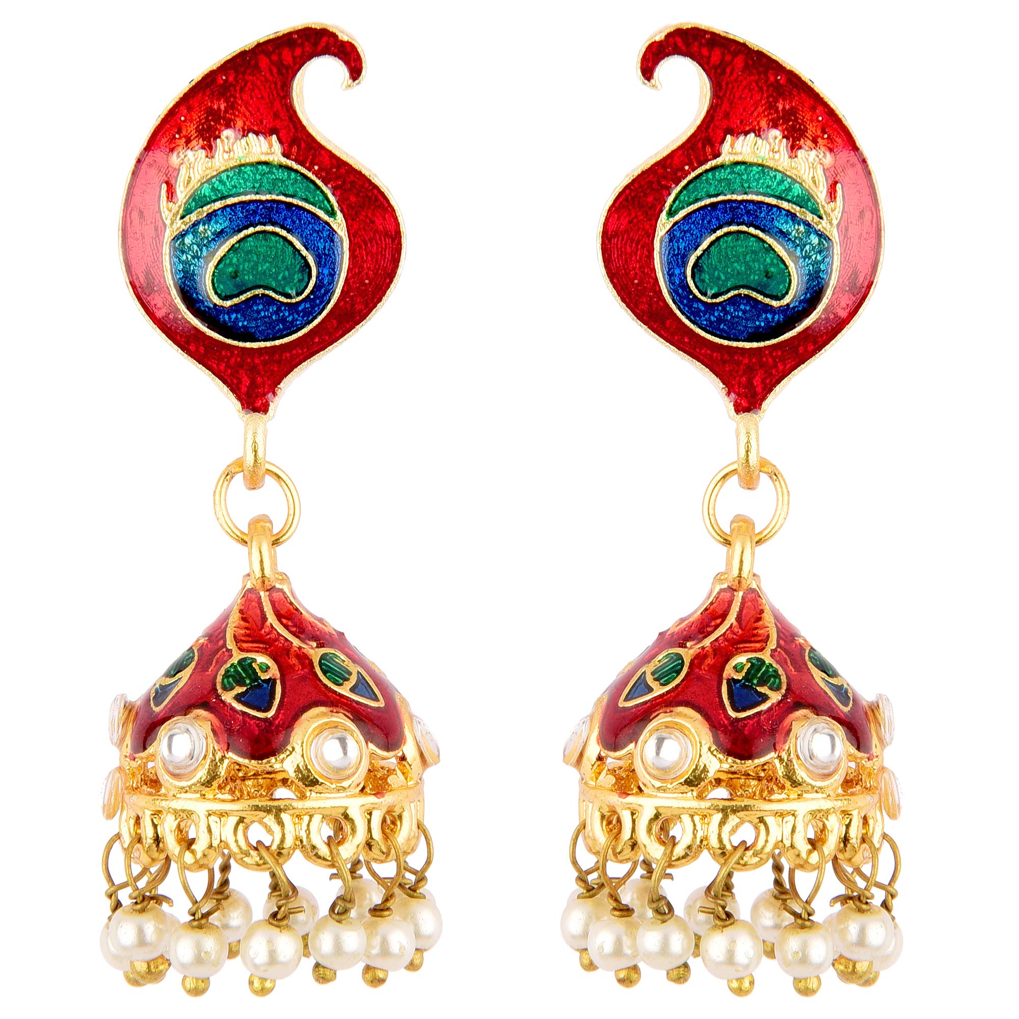 Vannyaa Creationss Meenakari Collections Red Jhumki Earring For Women (B07YF75SD1) Amazon Price History, Amazon Price Tracker