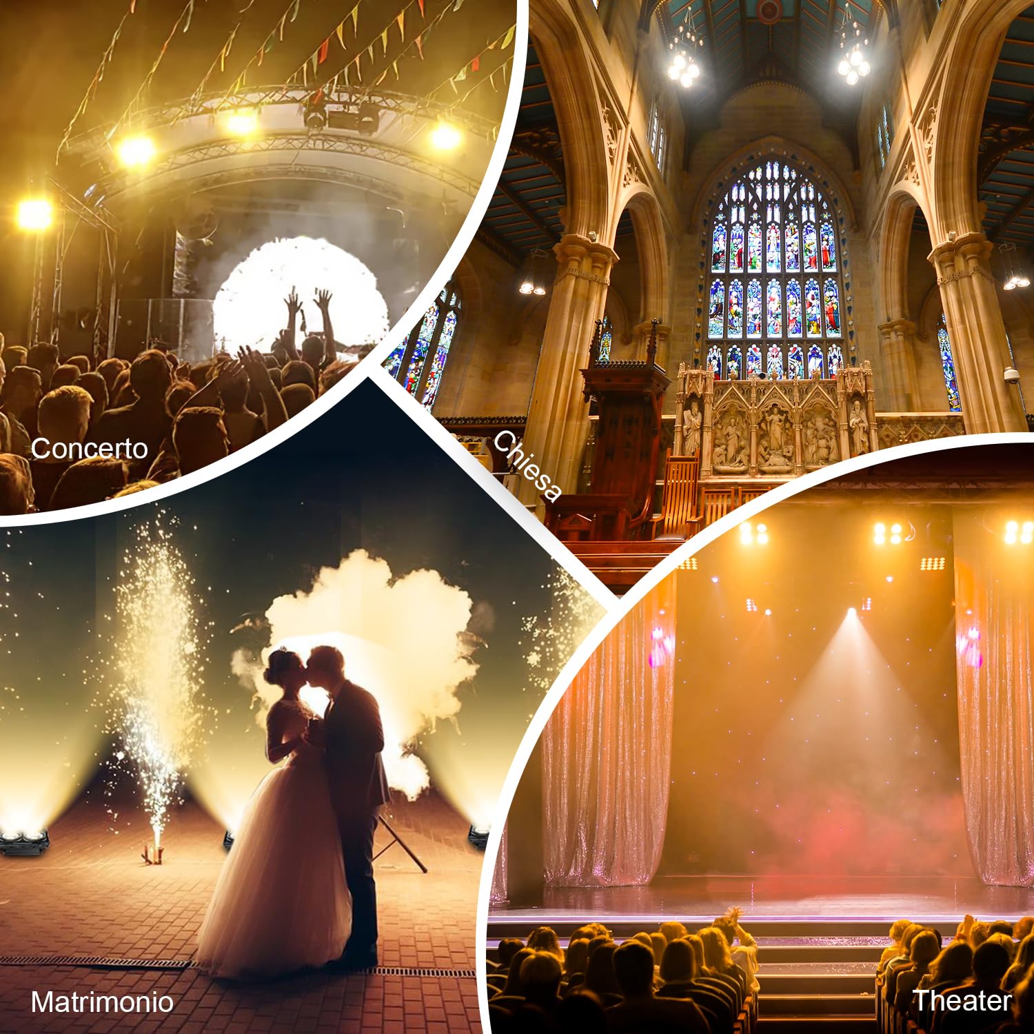 BETOPPER COB PAR LED 4x100W Luci da Palco, Blinder COB Ambra + Bianco Freddo Aggiornato, Alto CRI/RA (>95), Spotlight DMX512, Luci a 4 Occhi per Matrimoni, Feste, Fotostudio e Teatro | Luce di Scena DMX ad Alto CRI/RA (>95),Gioco di Luce Matrice 4 Occhi p
