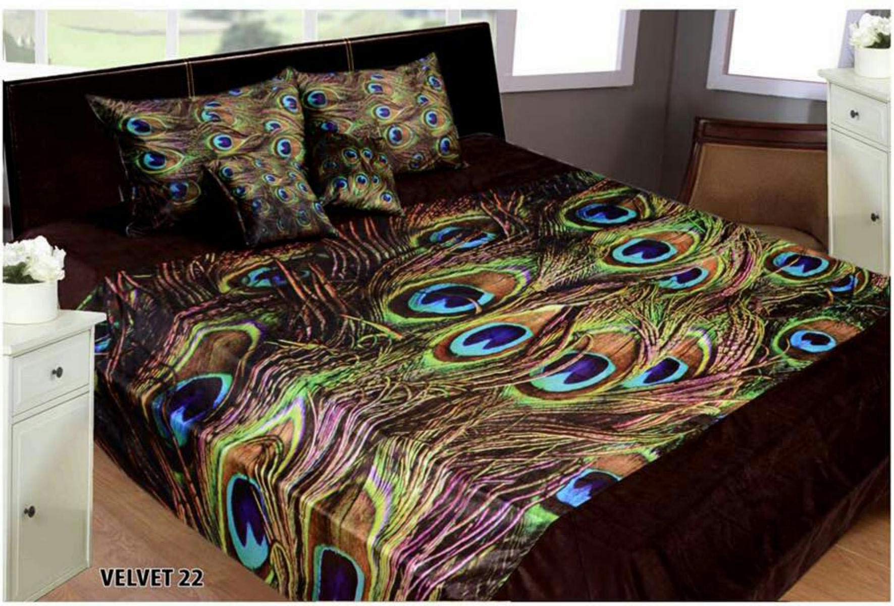 Premium Super Soft Touch Valvet Digital Print Warm Double Bedsheet with 2 Pillow Covers, GRAP The Deal