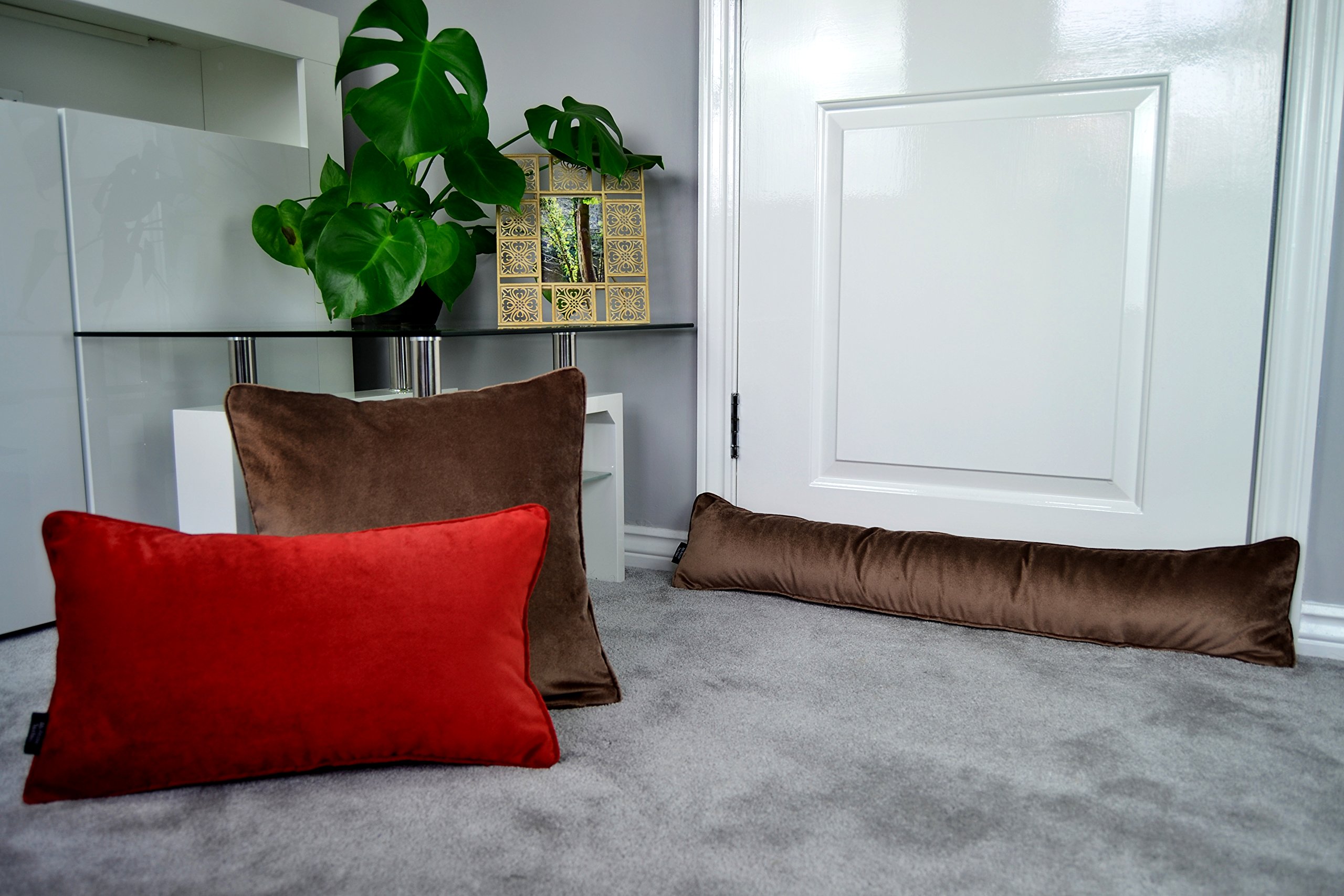 Paraspifferi In Velluto Sottoporta McAlister - Salsicciotto Imbottito 18x120 Cm Blu Petrolio