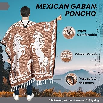 Artisans Bazaar メキシカンポンチョ サラペ アステカ メンズ ホンブレ メキシコ Gabanes メキシカーノス ウェスタン カウボーイ コスチューム アダルト ジョロンゴス