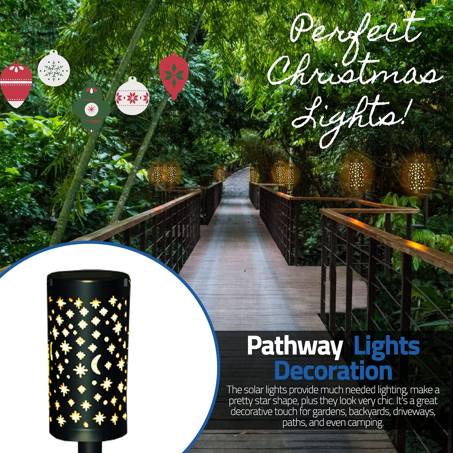 6 PC Metal Solar Pathway Lights Outdoor Waterproof-Hanging Solar Lights Outdoor Pathway-Solor. Lights for Patio-Moon Solar Lights Outdoor Pathway-Hanging Solar Lanterns Outdoor-Landscape Path Lights - - 
