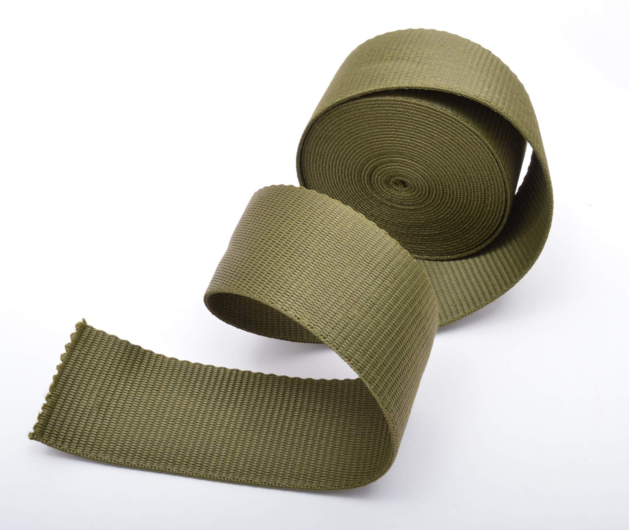 Trimz Polypropylene Webbing, Olive – 50mm Wide x 10Mtr Reel – Heavy Duty Strapping for Bags and Crafts