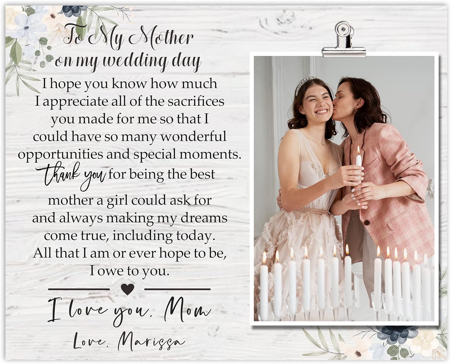 SUNBMO Mother of The Groom Picture Frame, Wedding Day Gift for Mother of The Groom from Groom, Appreciation Gift for Mom from Son